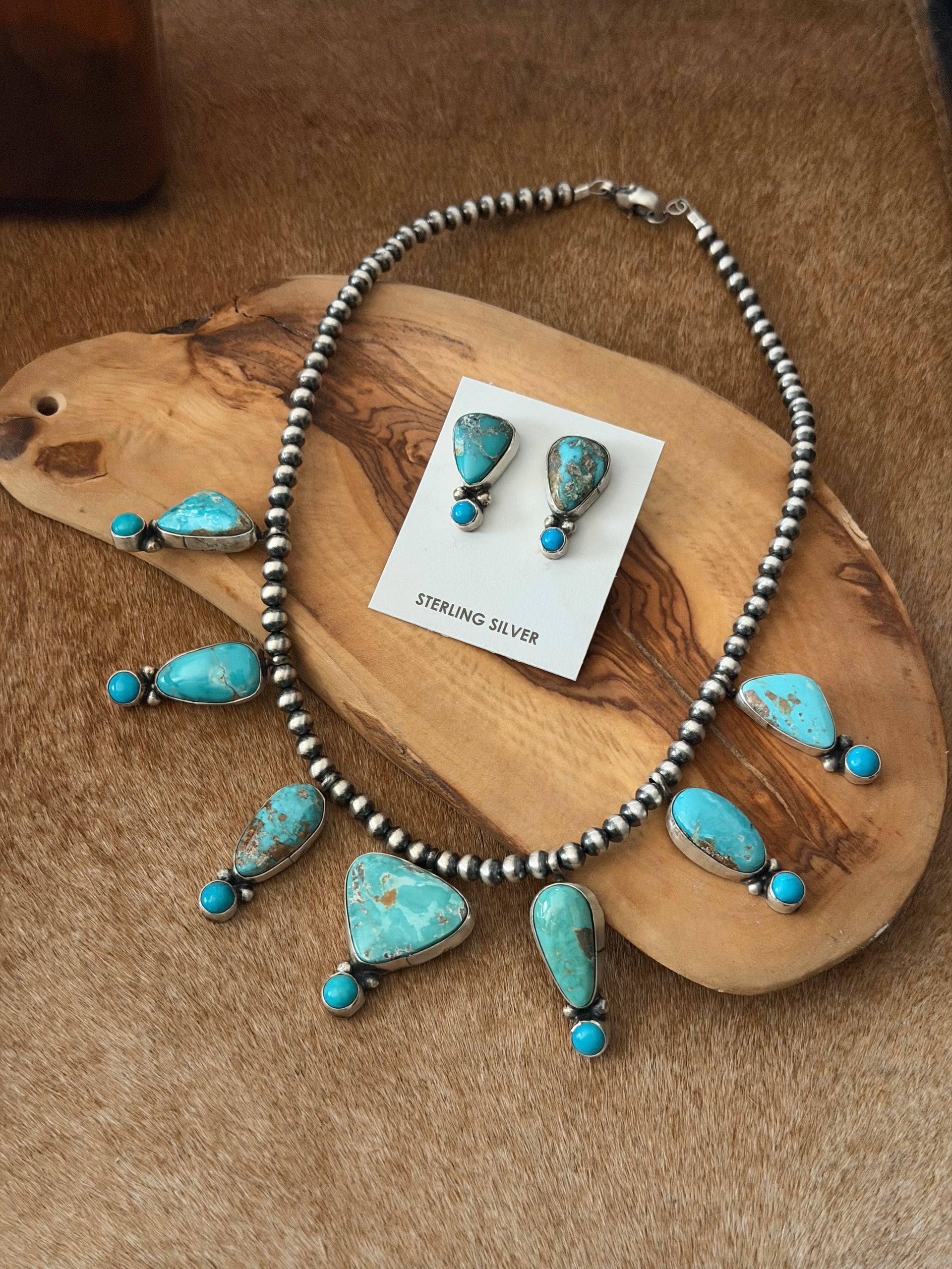 Sheila Becenti Royston Turquoise & Sterling Silver Necklace Set
