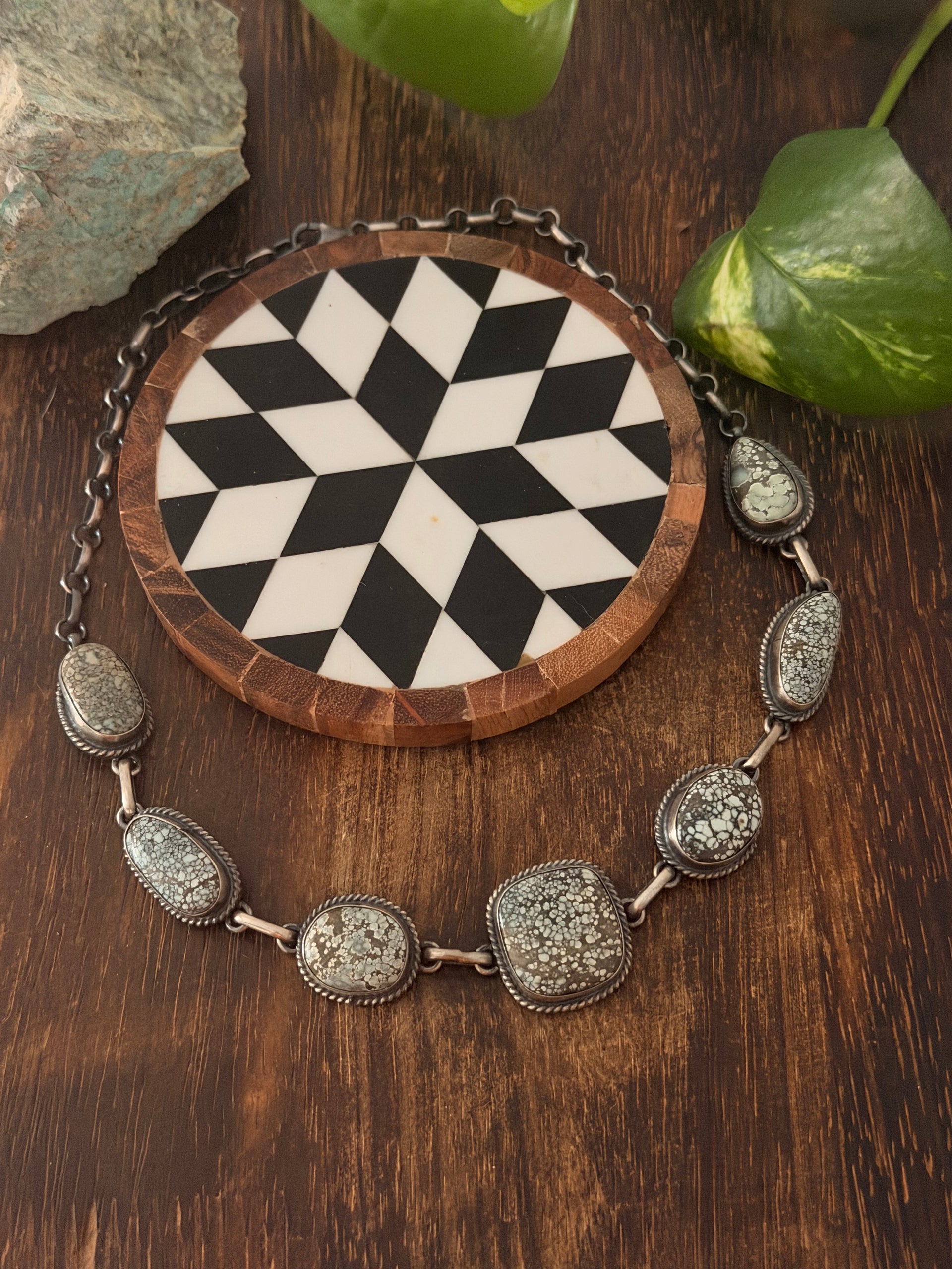 Peggy Skeets New Lander Variscite & Sterling Silver Choker Necklace