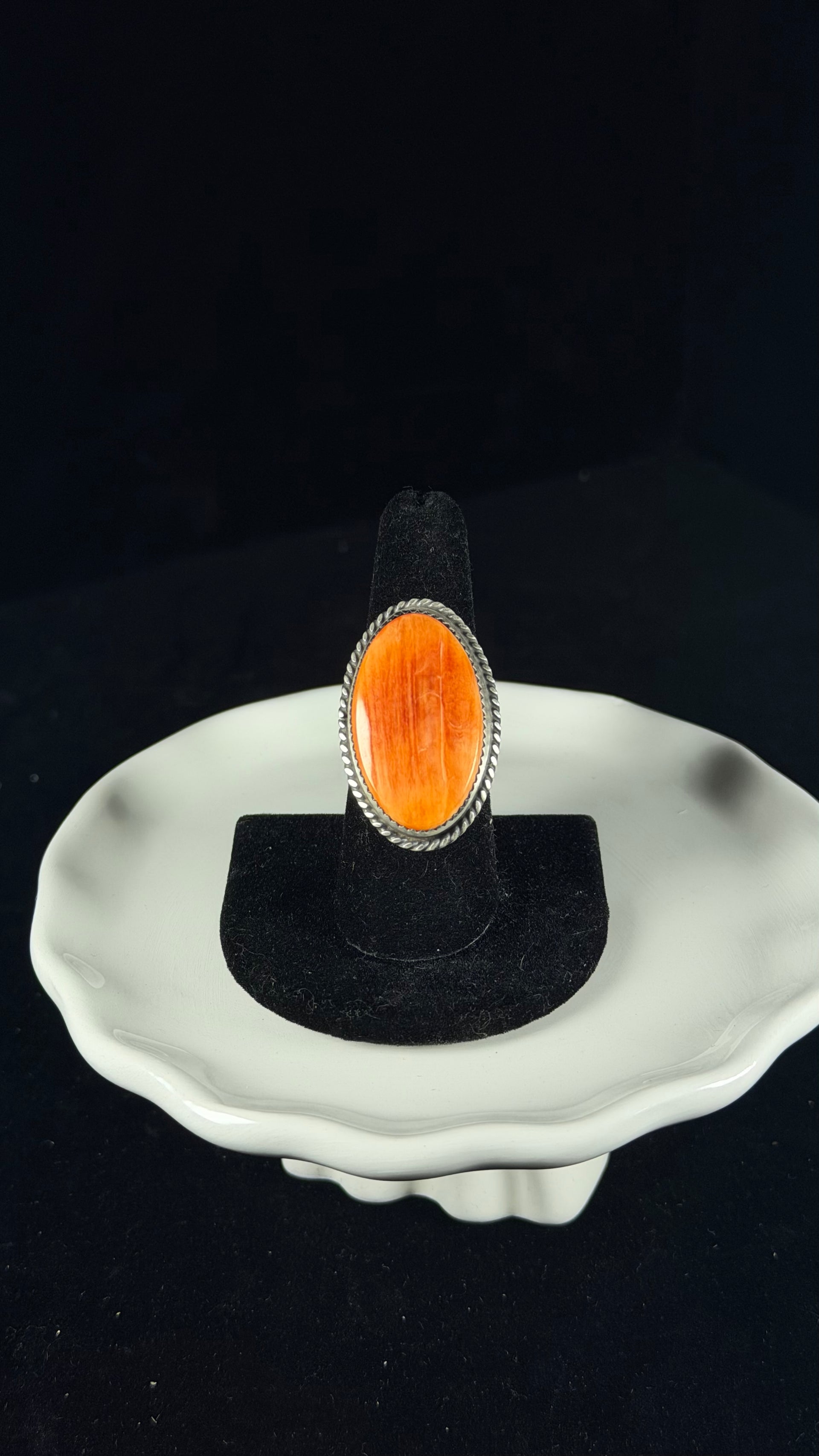 Navajo Made Spiny Oyster & Sterling Silver Adjustable Ring