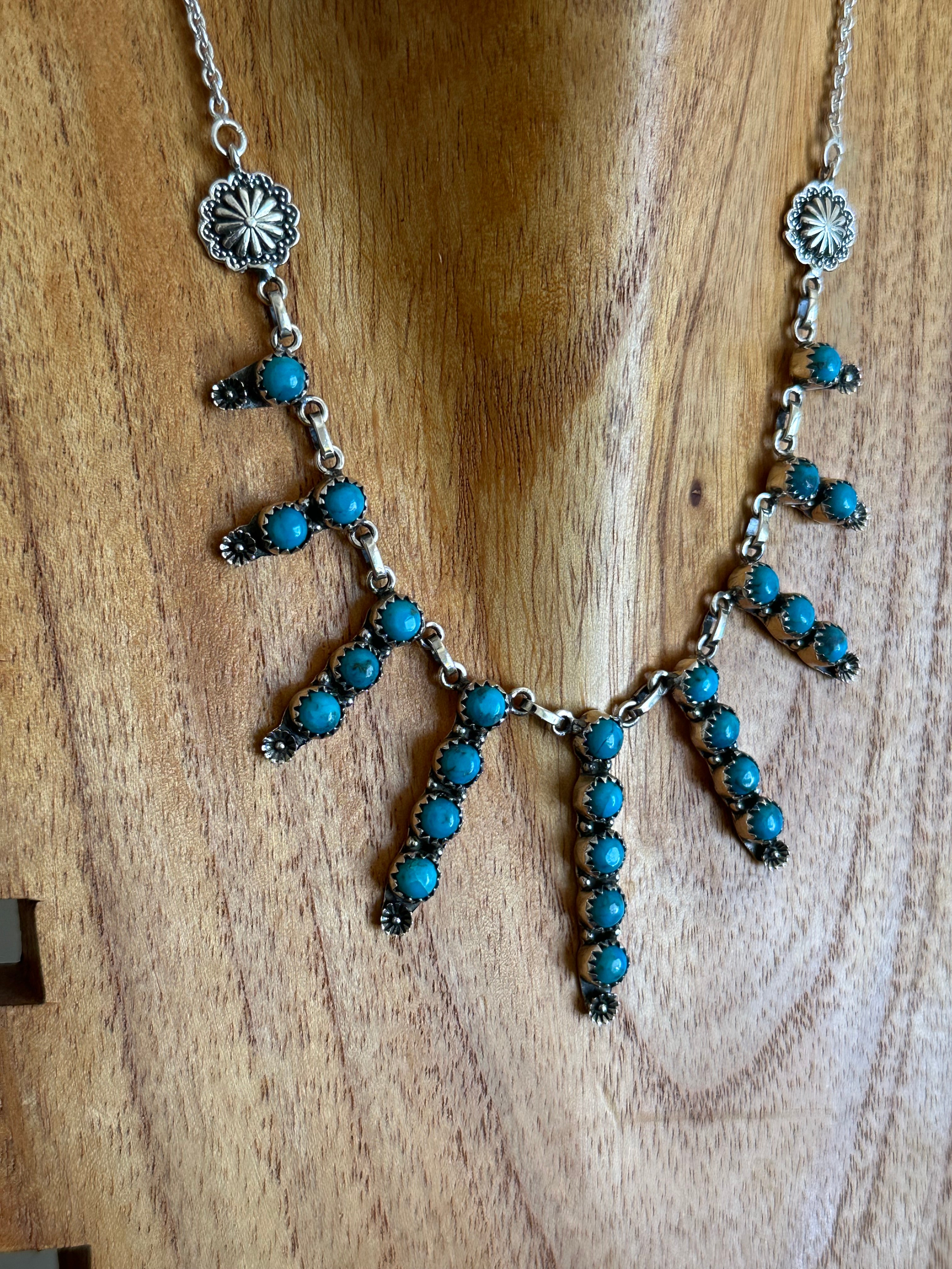 Southwest Handmade Kingman Turquoise & Sterling Silver Necklace