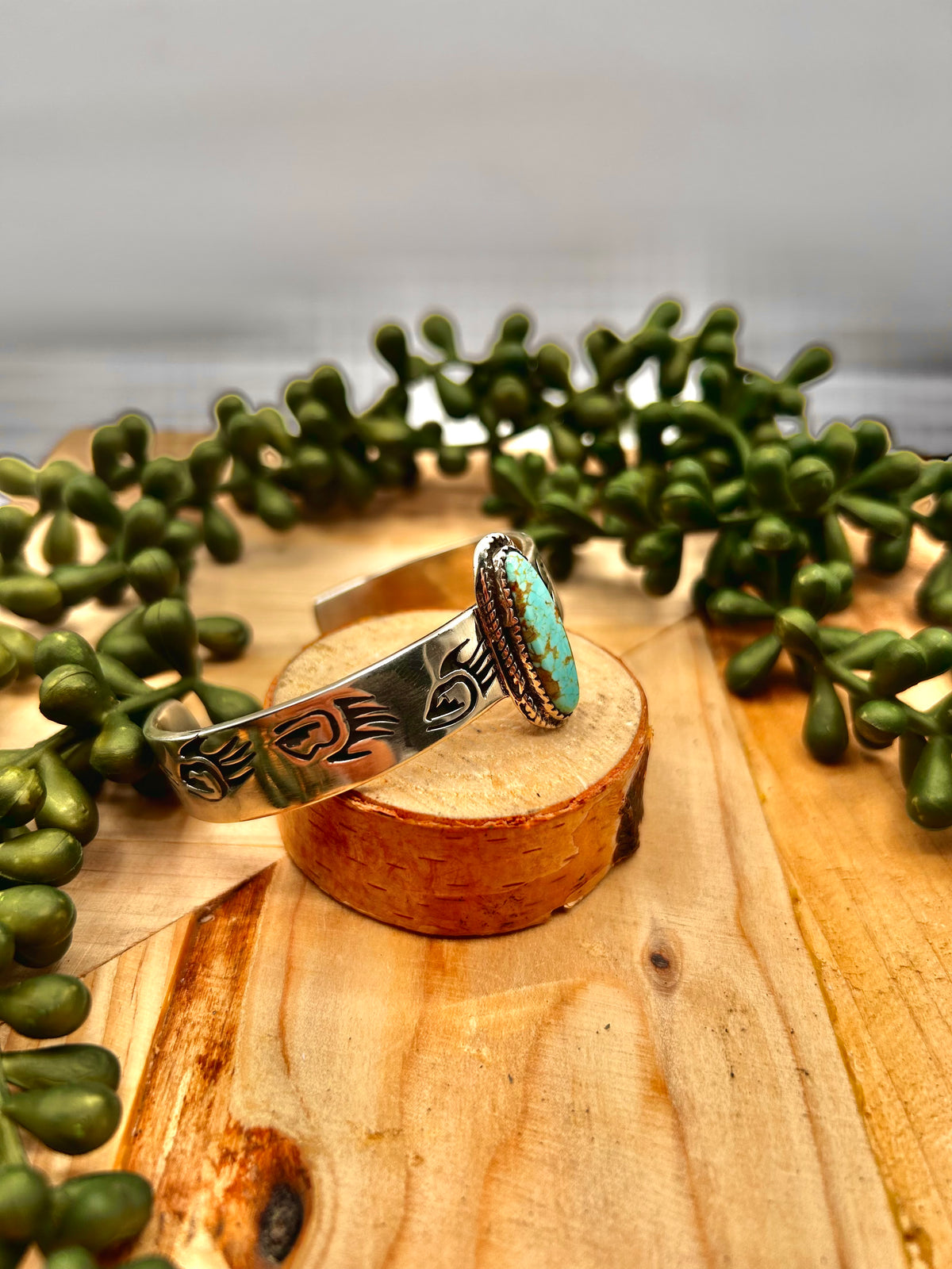 Navajo Made #8 Turquoise & Sterling Silver Cuff Bracelet