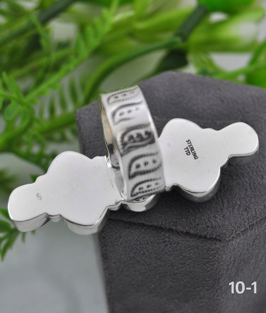 Southwest Made Multi Stone & Sterling Sliver Cluster Adjustable Ring