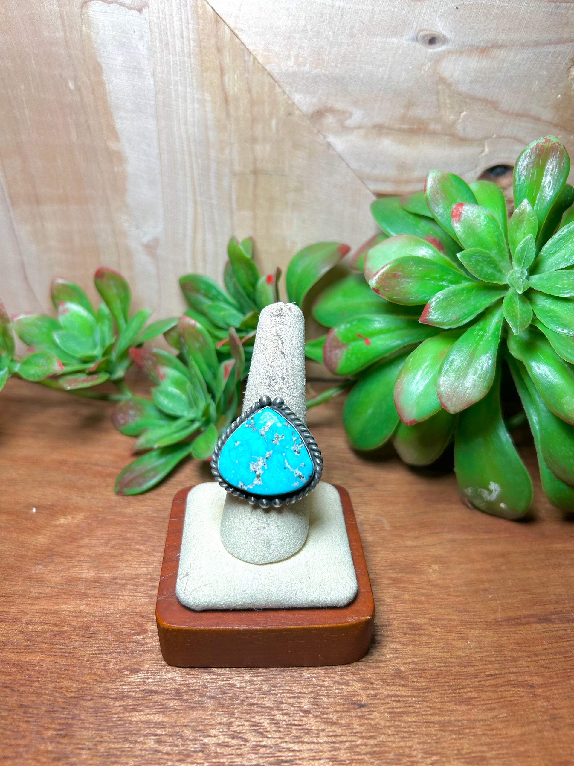 Zachariah David Blue Bird Turquoise & Sterling Silver Adjustable Ring