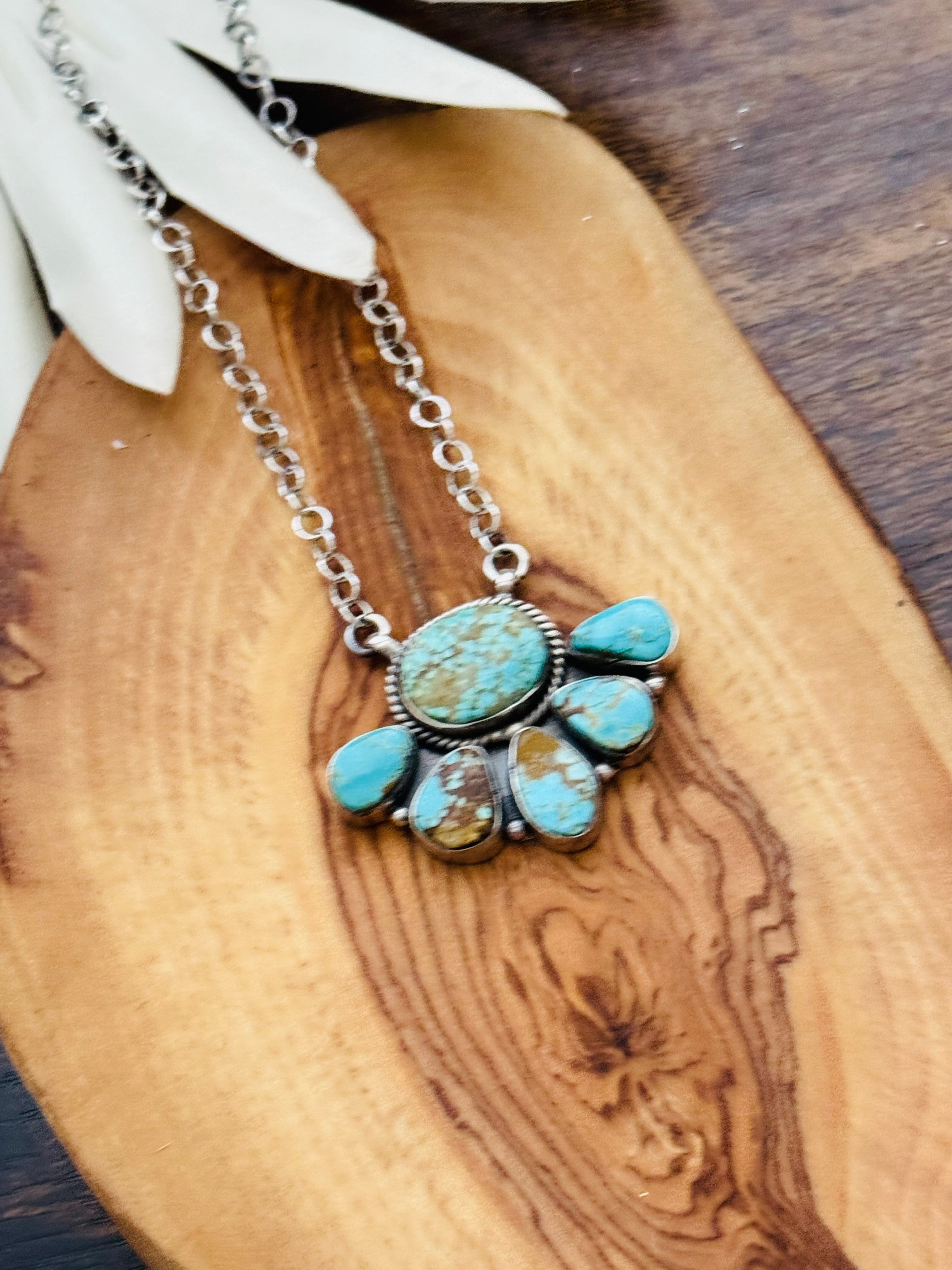 Southwest Handmade #8 Turquoise & Sterling Silver Necklace