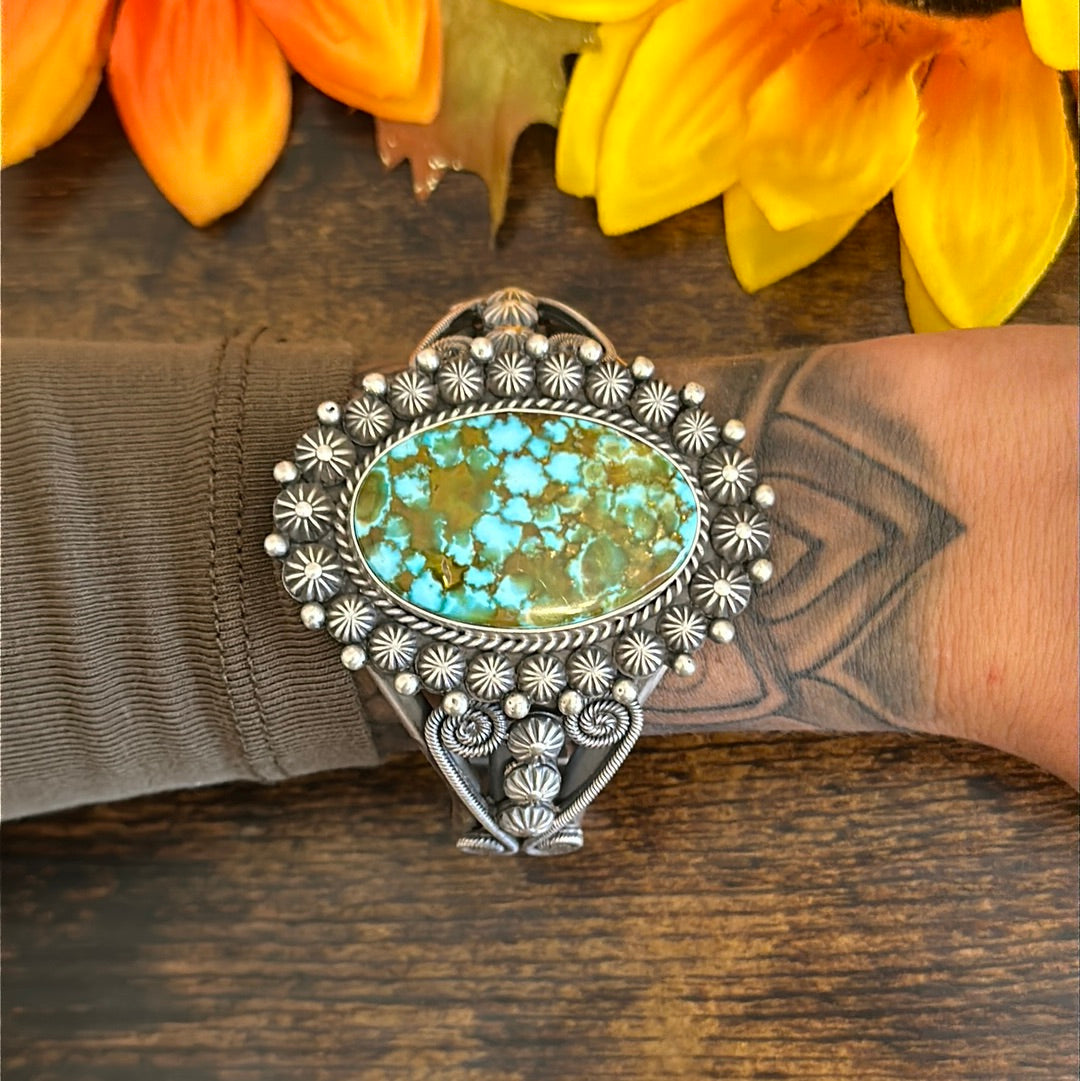 Mike Caladito High Grade Kingman Turquoise & Sterling Silver Cuff Bracelet