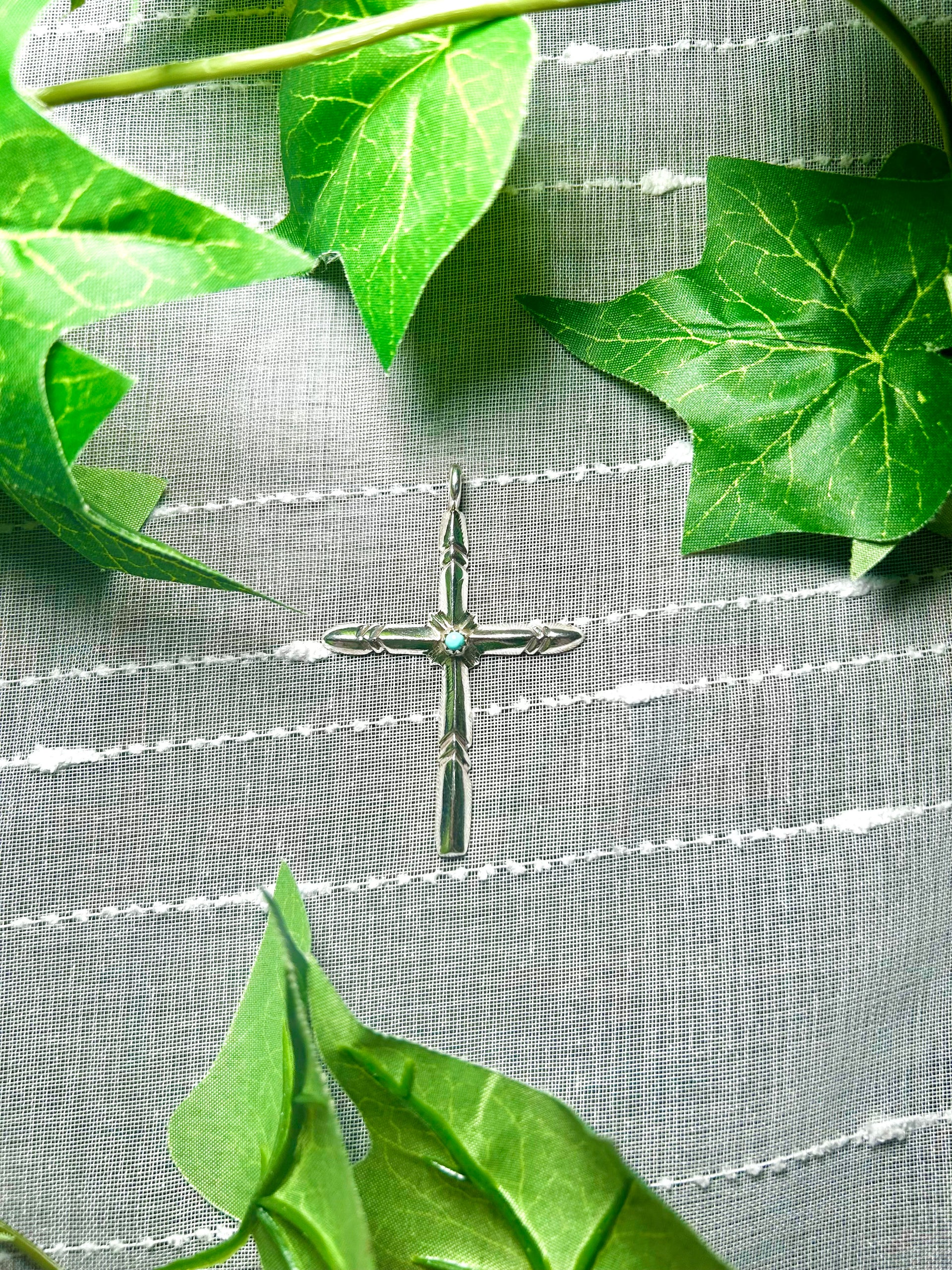 Navajo Made Kingman Turquoise & Sterling Silver Pendant
