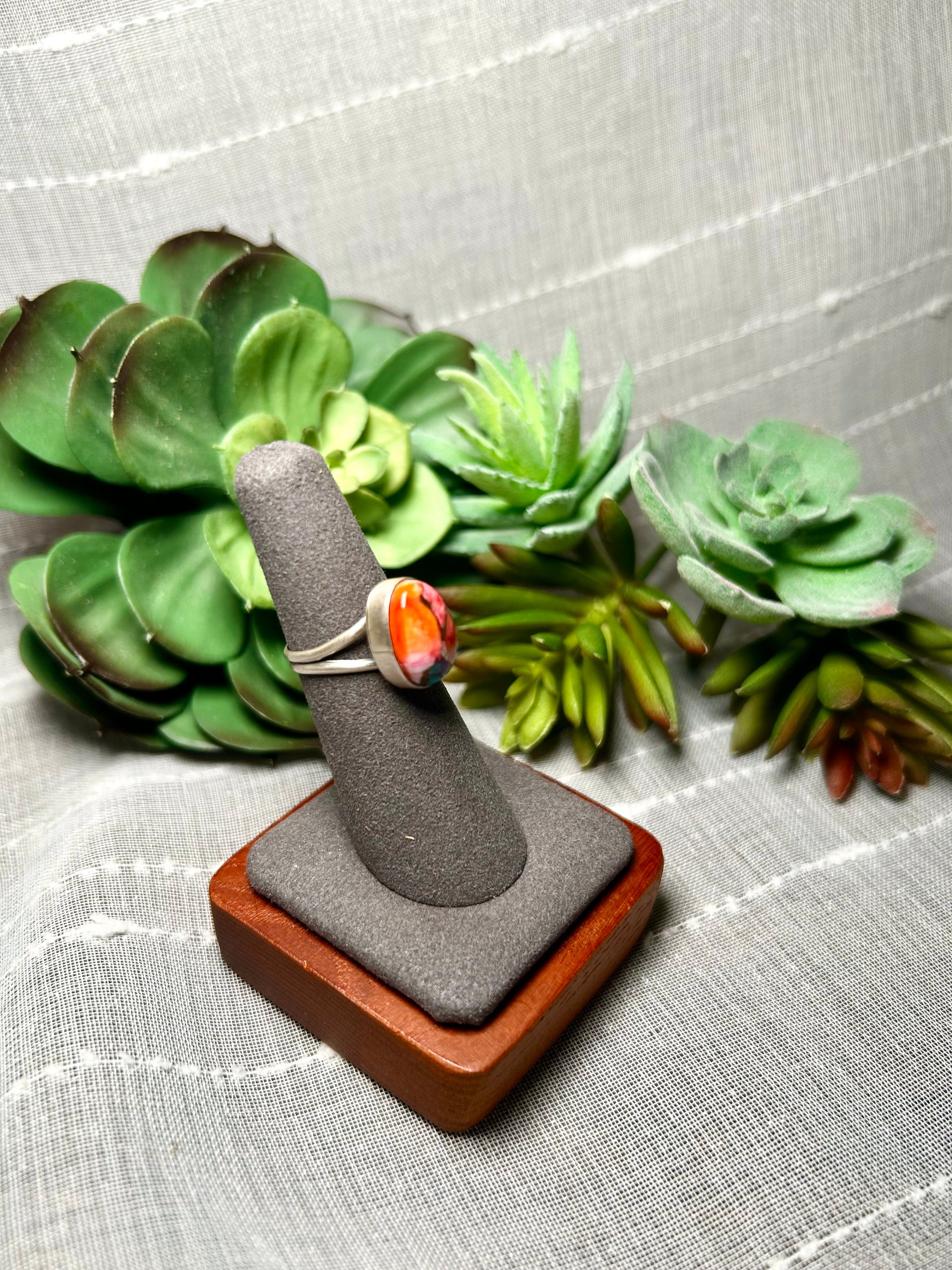 Navajo Made Mohave Turquoise & Sterling Silver Ring Size 5.75