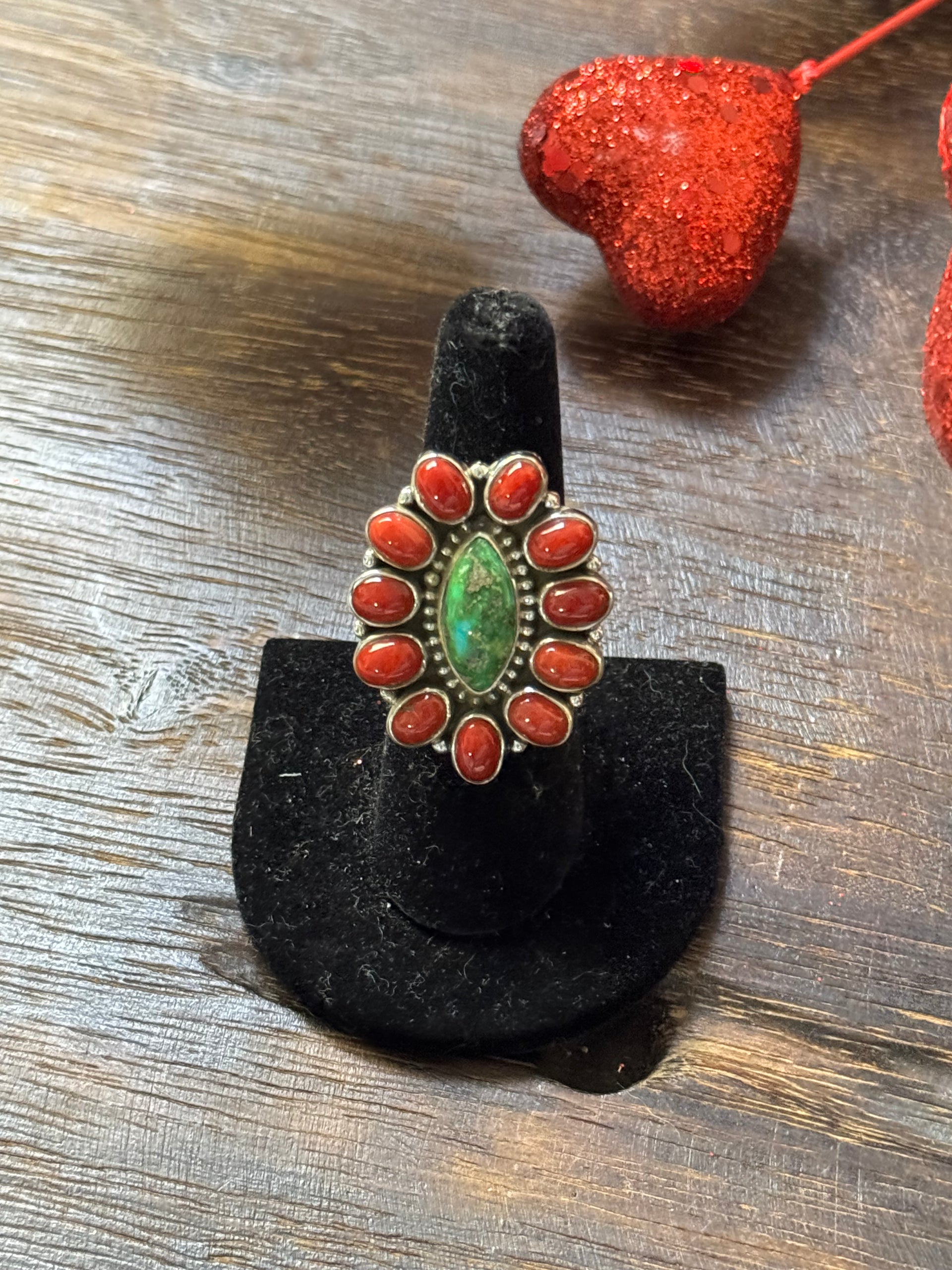 Southwest Handmade Multi Stone & Sterling Silver Adjustable Cluster Ring