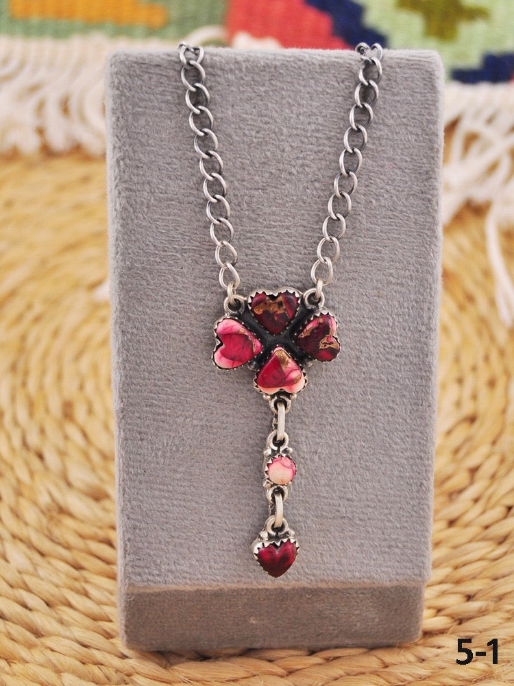 Southwest Made Rose Dahlia & Sterling Silver Necklace