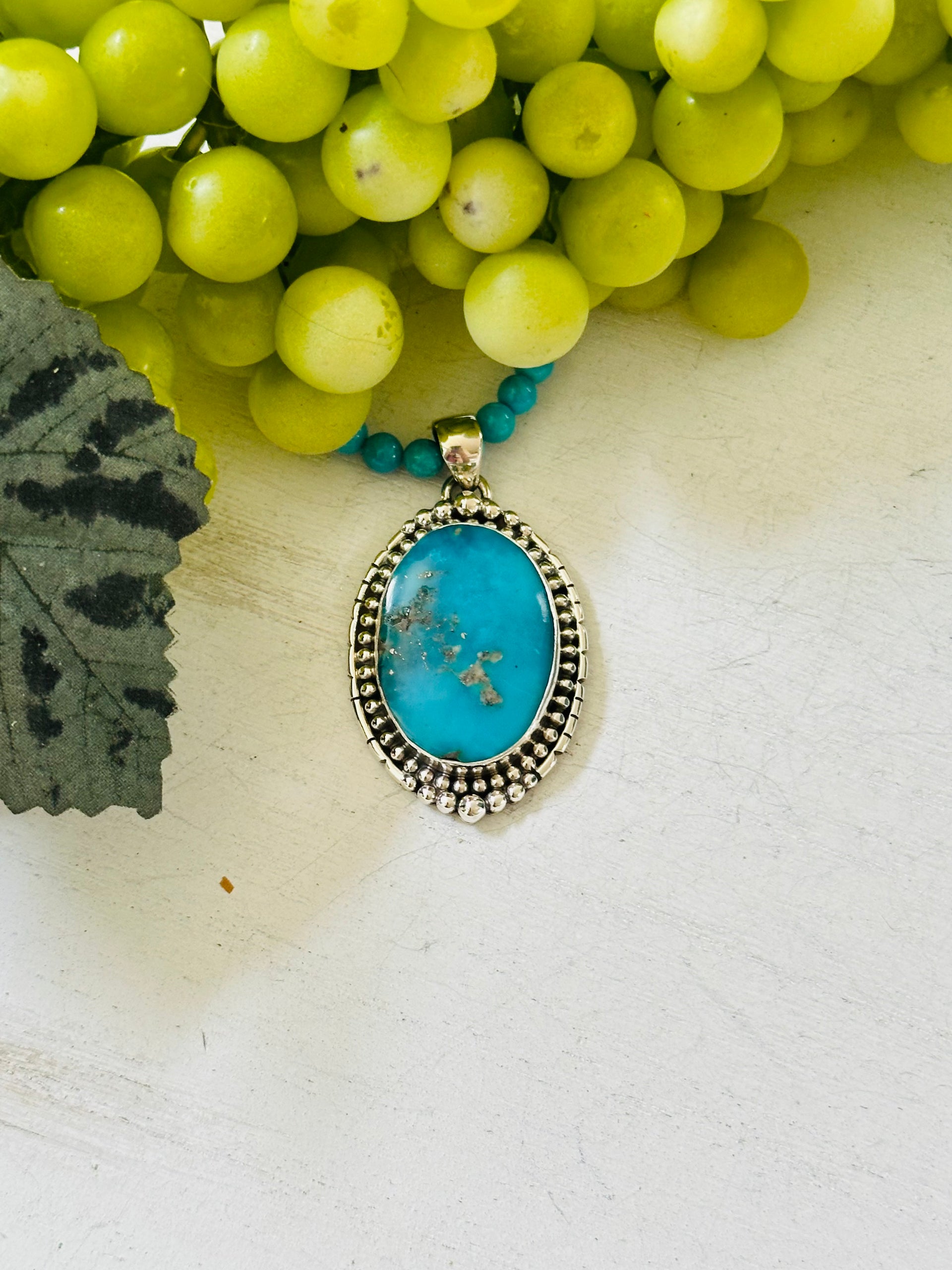 Southwest Handmade Blue Ridge Turquoise & Sterling Silver Pendant