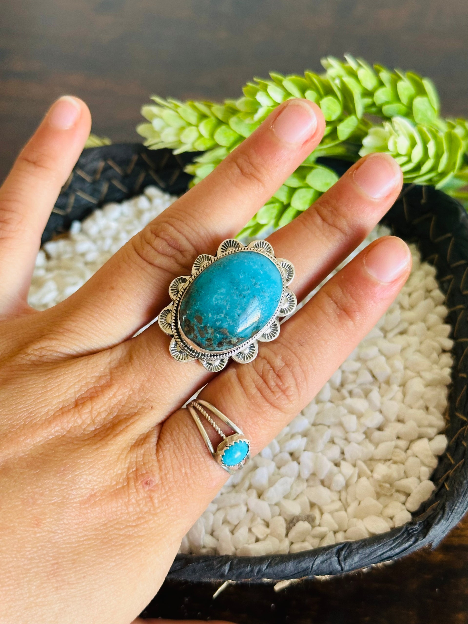 TTD Blue Ridge Turquoise & Sterling Silver Adjustable Ring