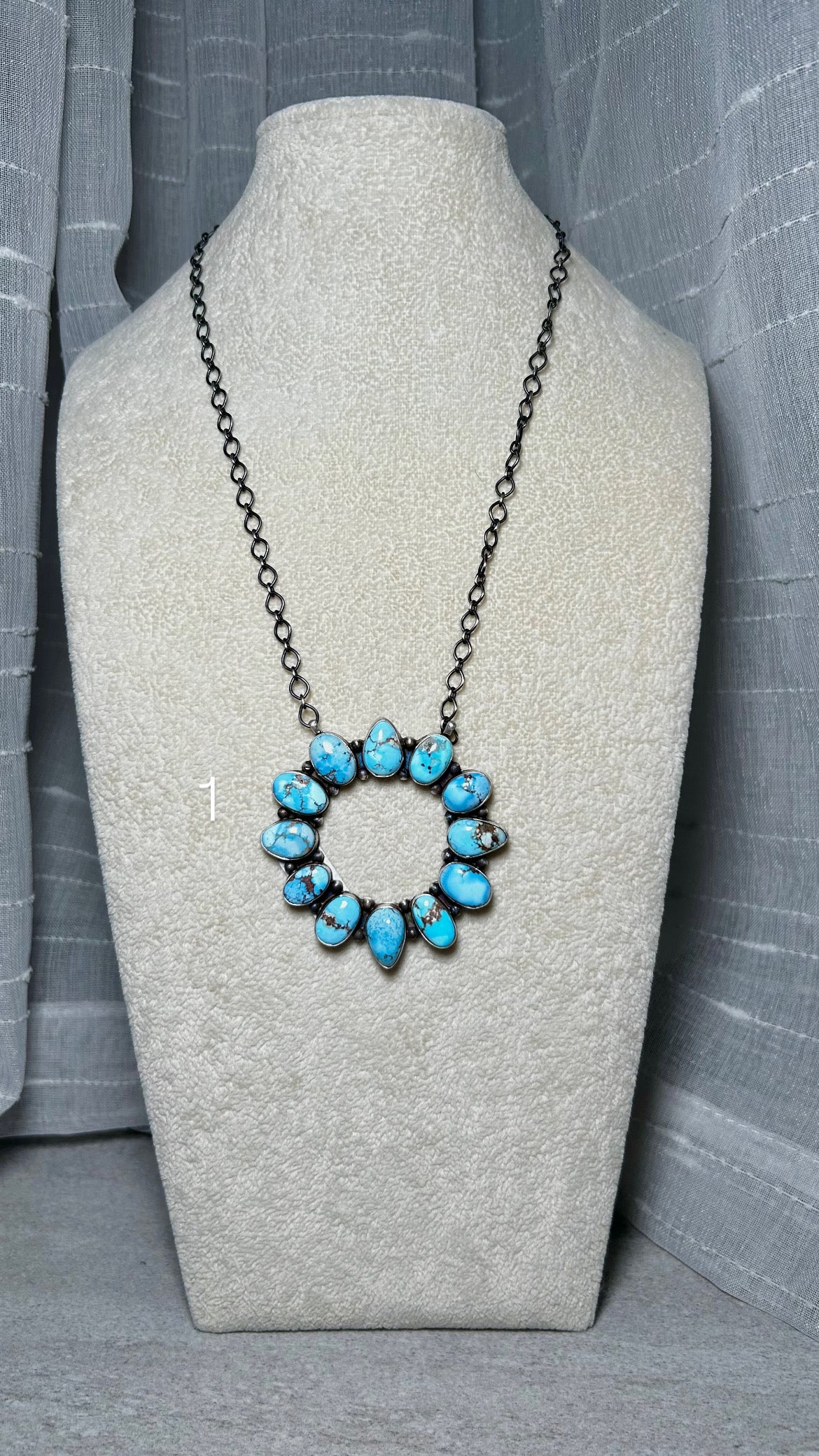 Scott Skeets Golden Hill Turquoise & Sterling Silver Necklace