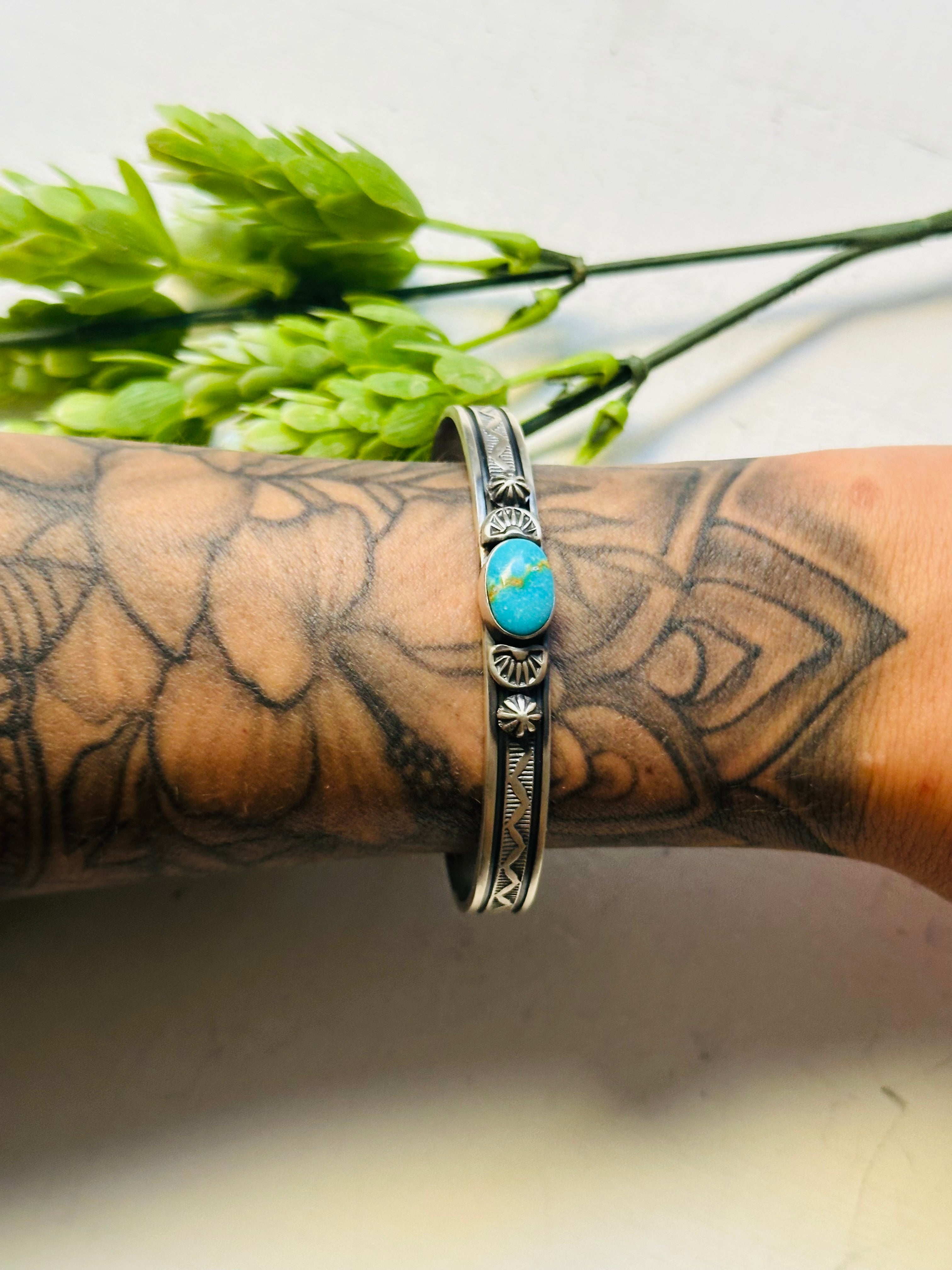 Francis Yazzie Sonoran Mountain Turquoise and Sterling Silver Cuff Bracelet