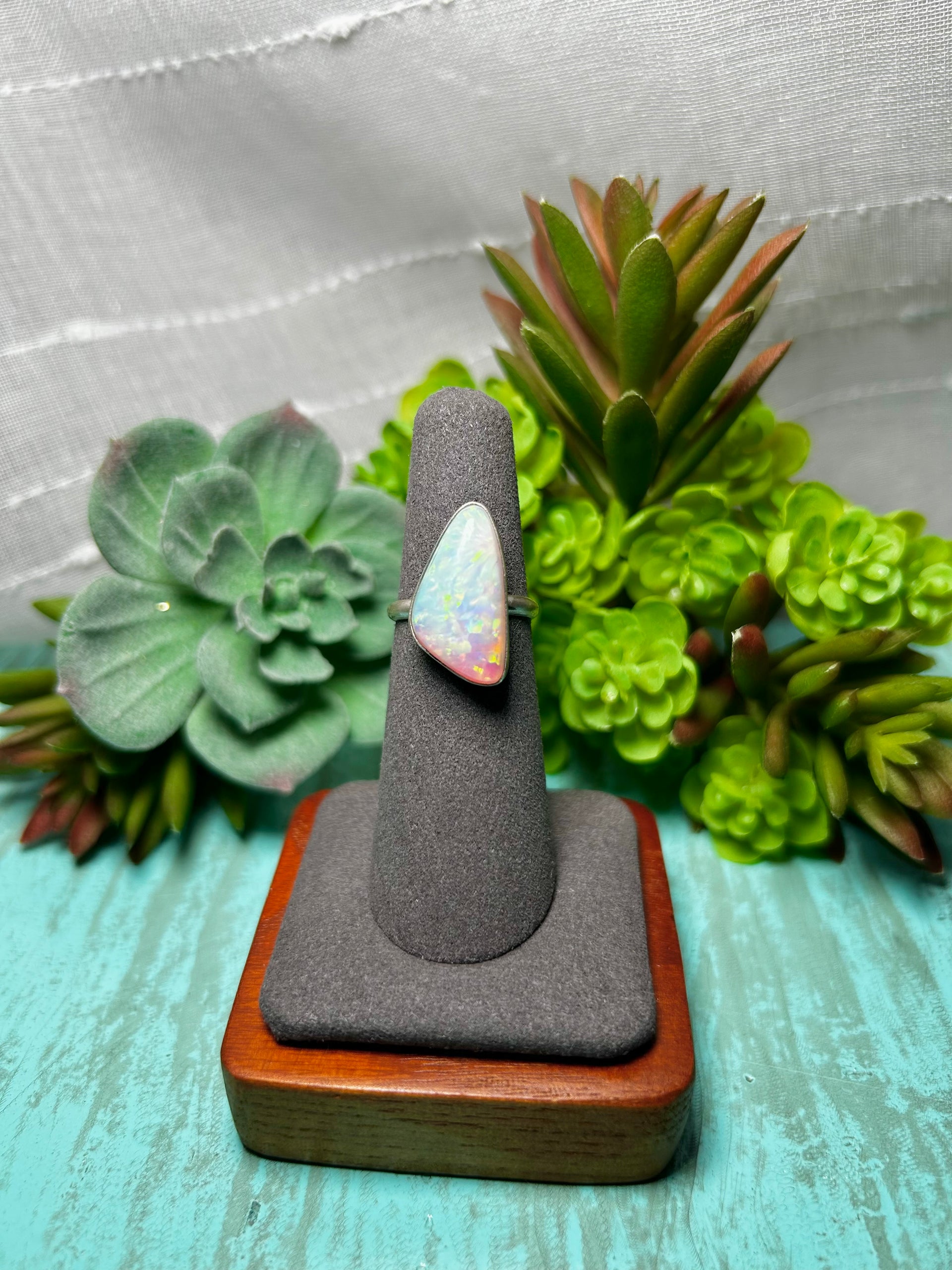 Navajo Made Opal & Sterling Sliver Ring Size 5.75