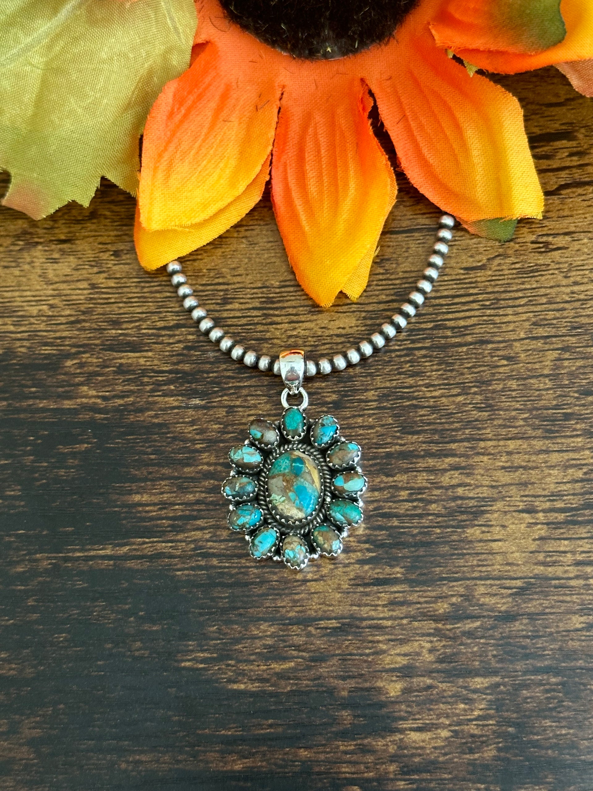Southwest Handmade Sterling Silver Cluster Pendant