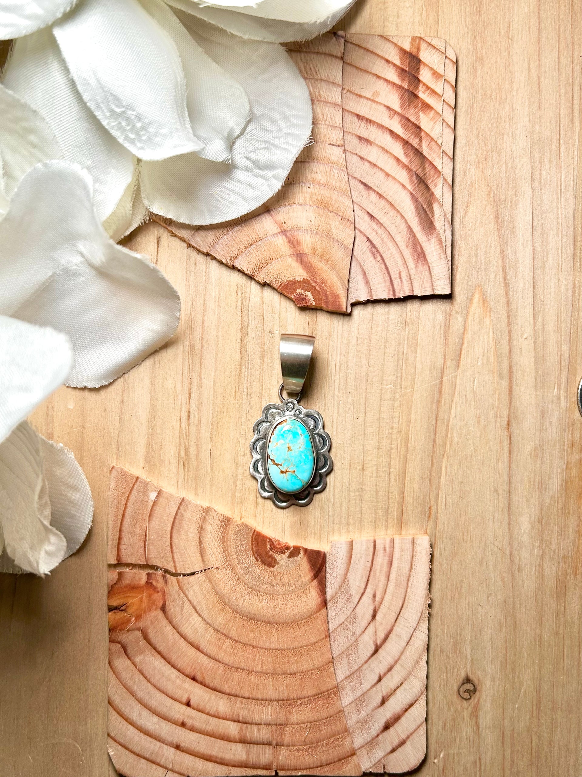 Navajo Made Royston Turquoise & Sterling Silver Pendant