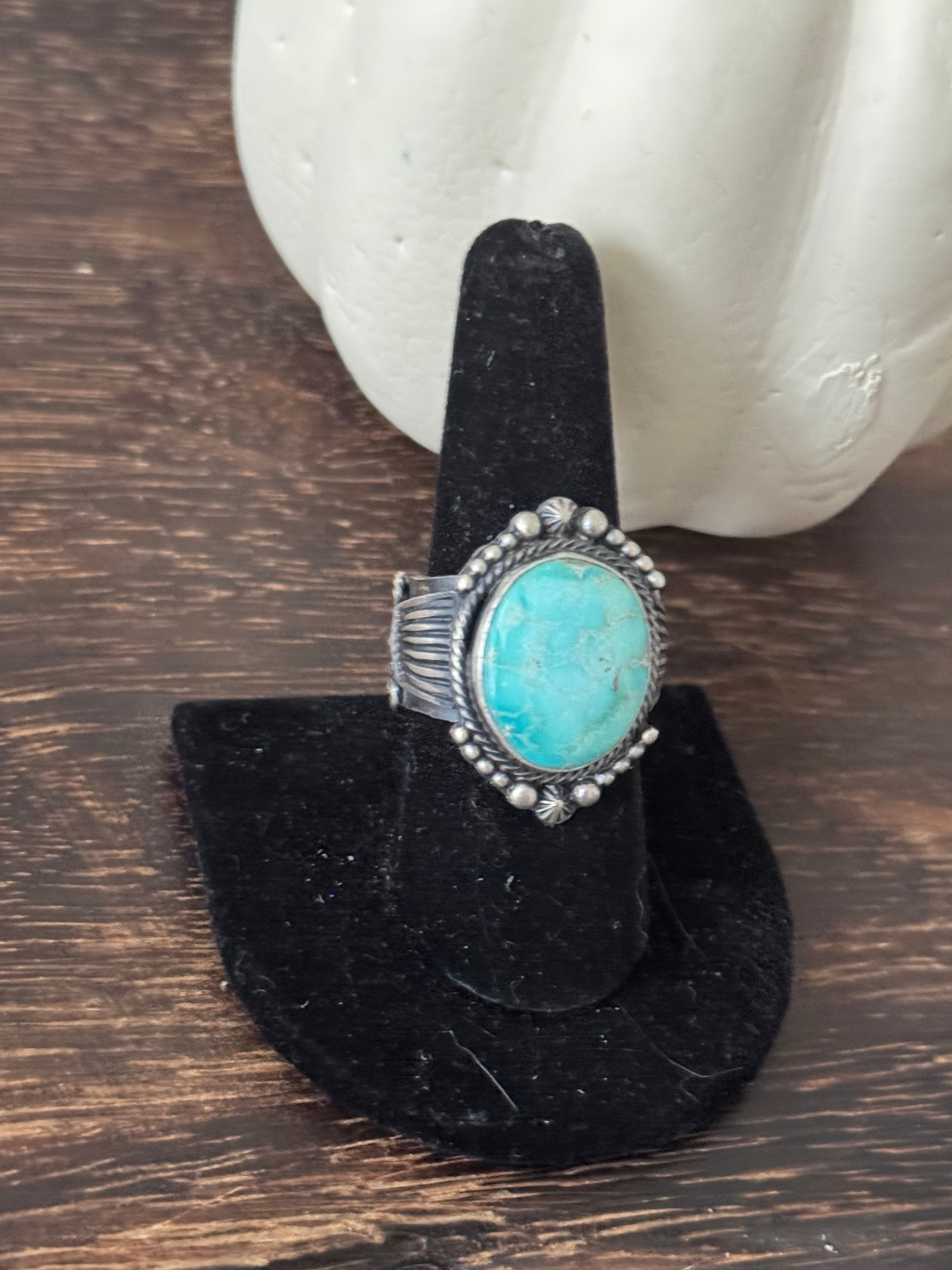 Sheila Tso Sonoran Mountain Turquoise Sterling Silver Ring Size 9