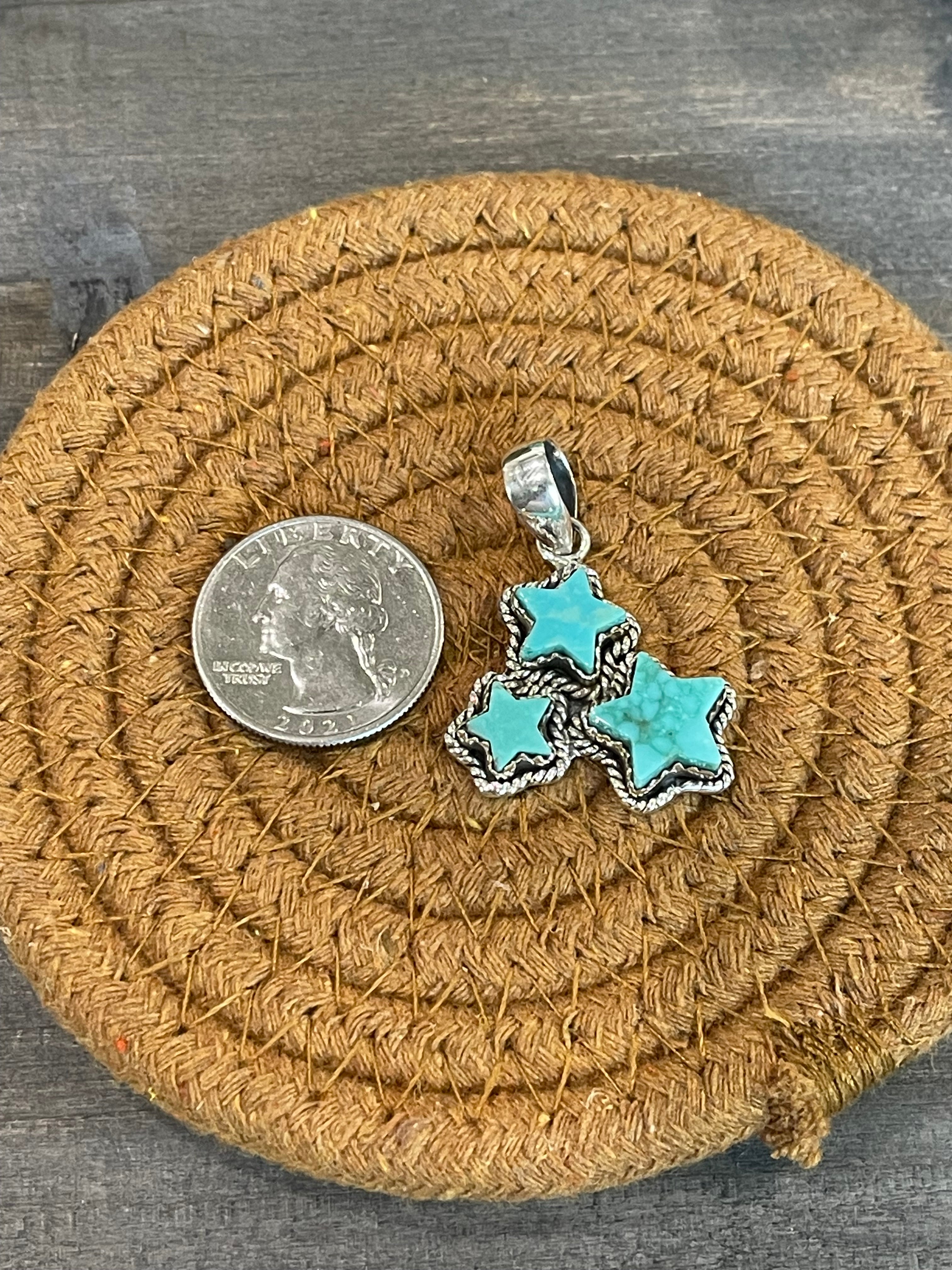 Southwest Handmade Kingman Turquoise & Sterling Silver Star Pendant