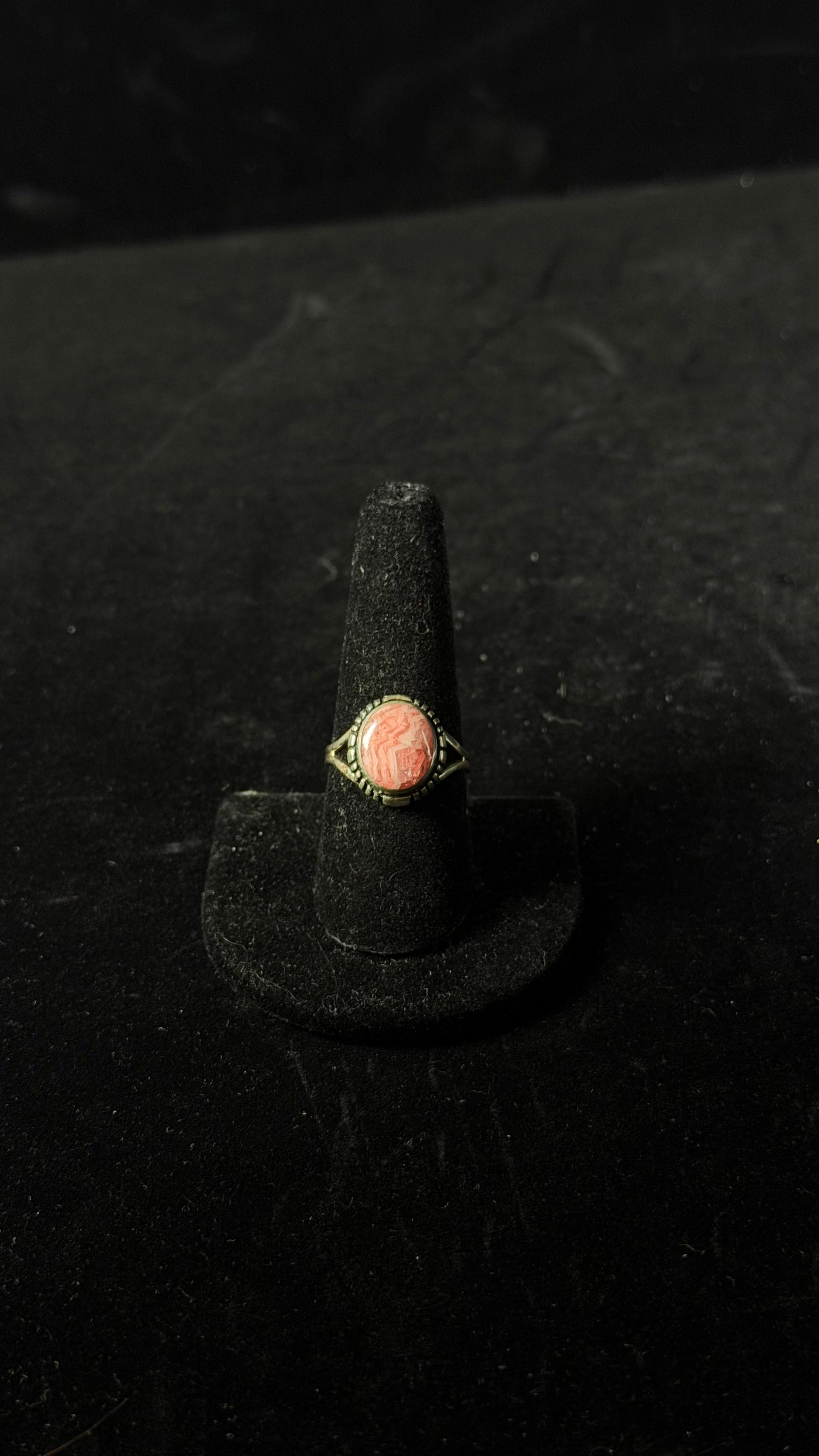 Navajo Made Rhodochrosite & Sterling Silver Ring Size 8.5