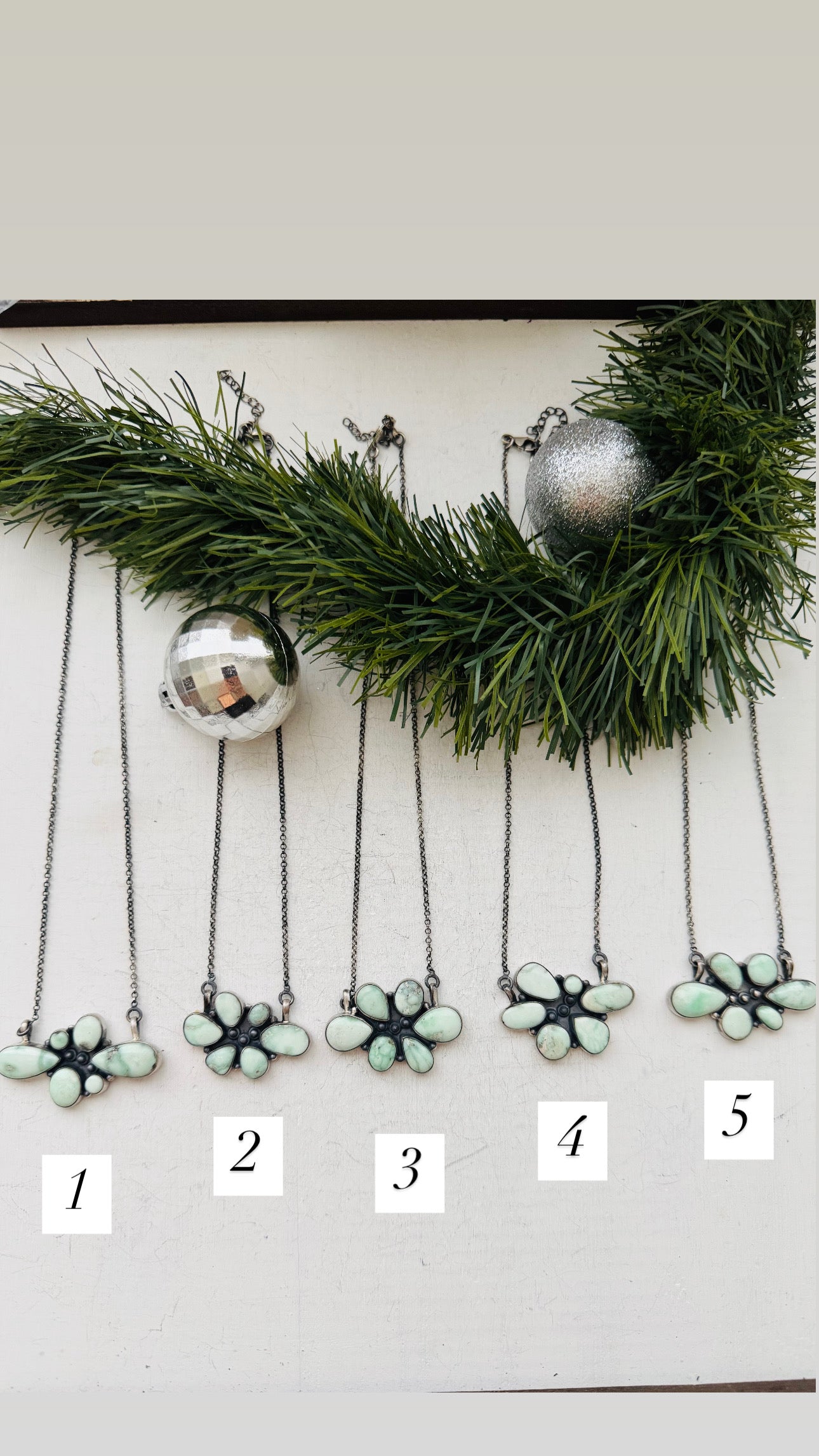 Southwest Paloma Variscite & Sterling Silver Cluster Necklace