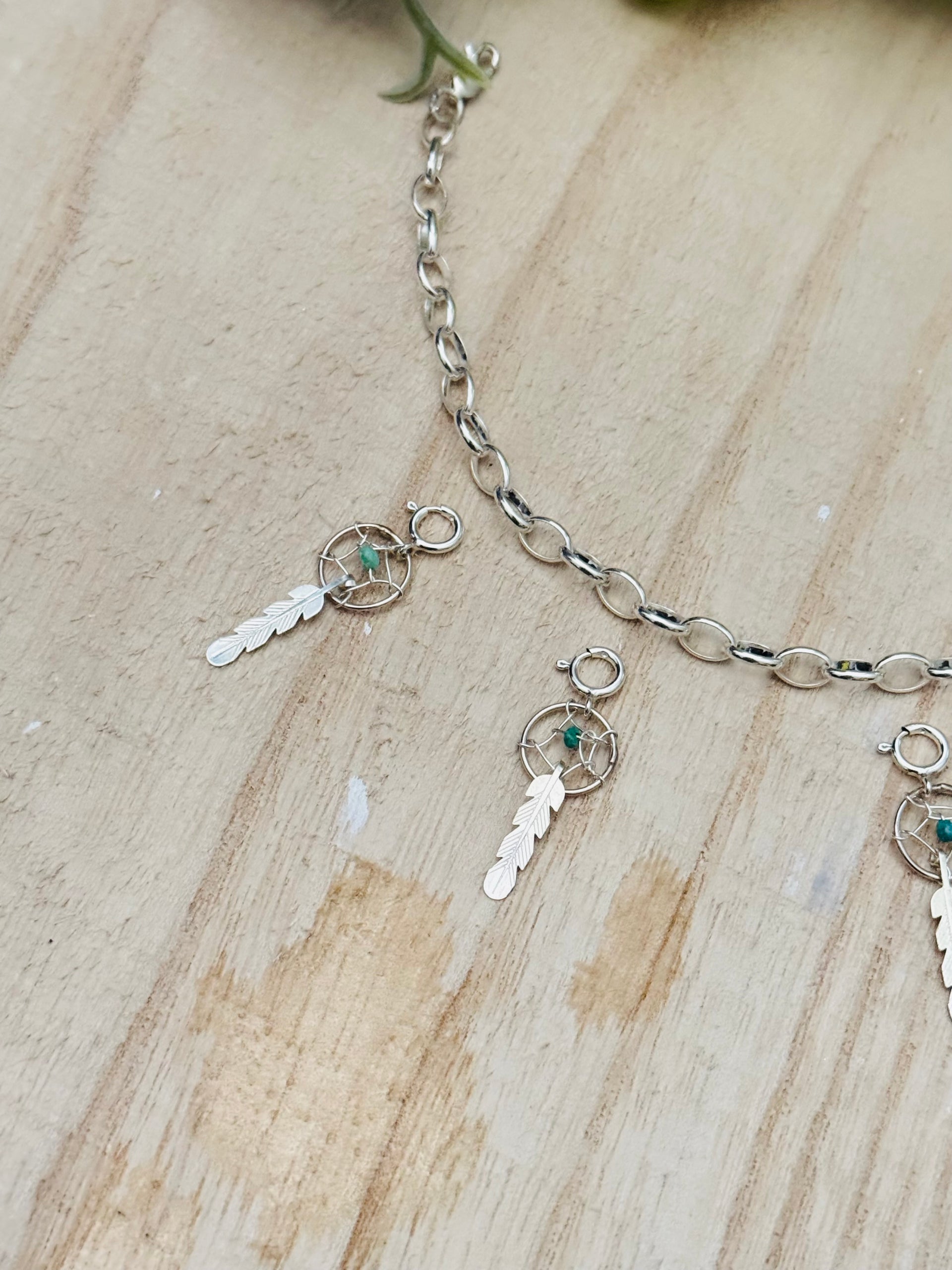 Navajo Made Turquosie & Sterling Silver Dream Catcher Cast Charms