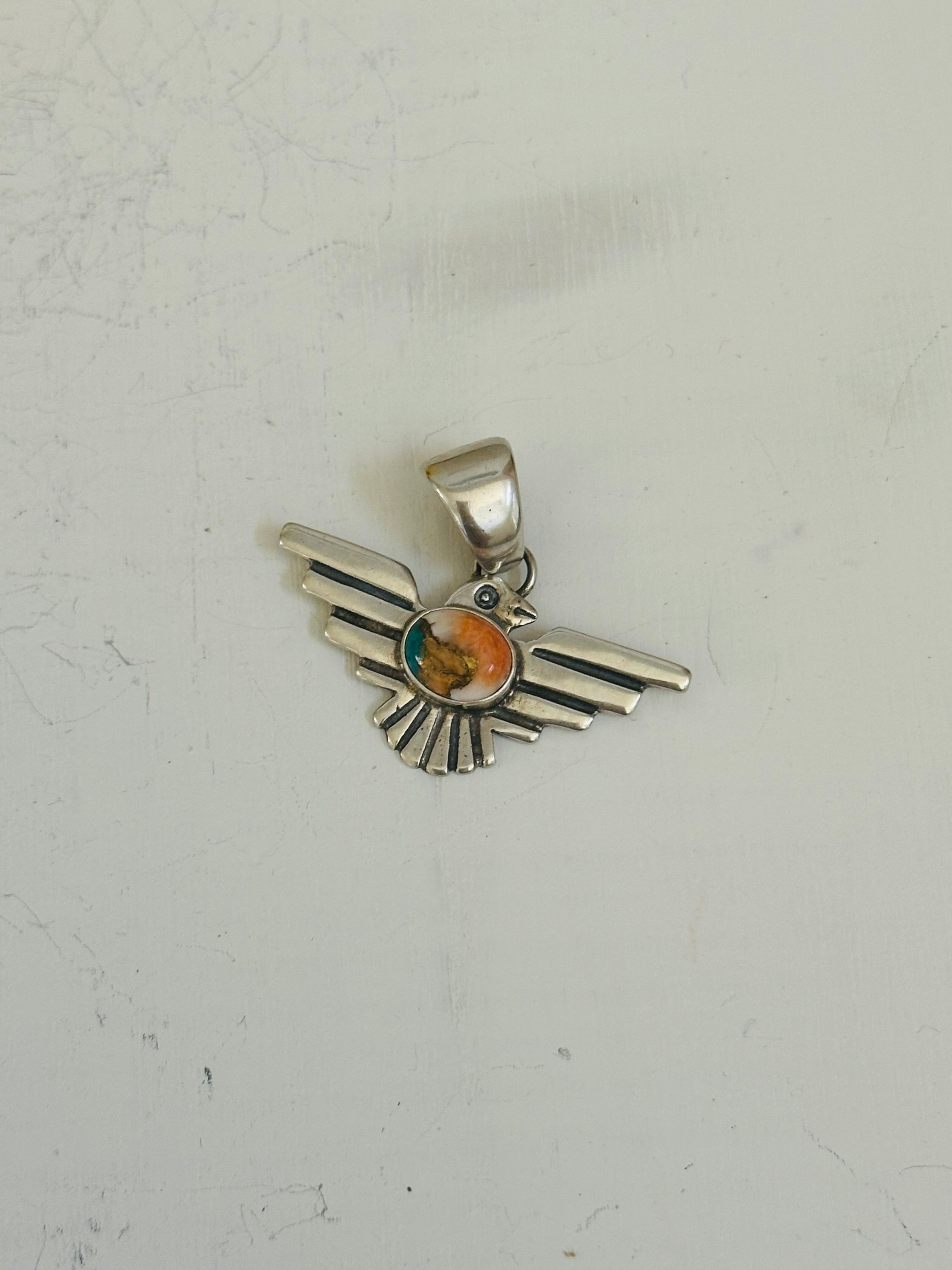 Navajo Made Sterling Silver Thunderbird Pendant