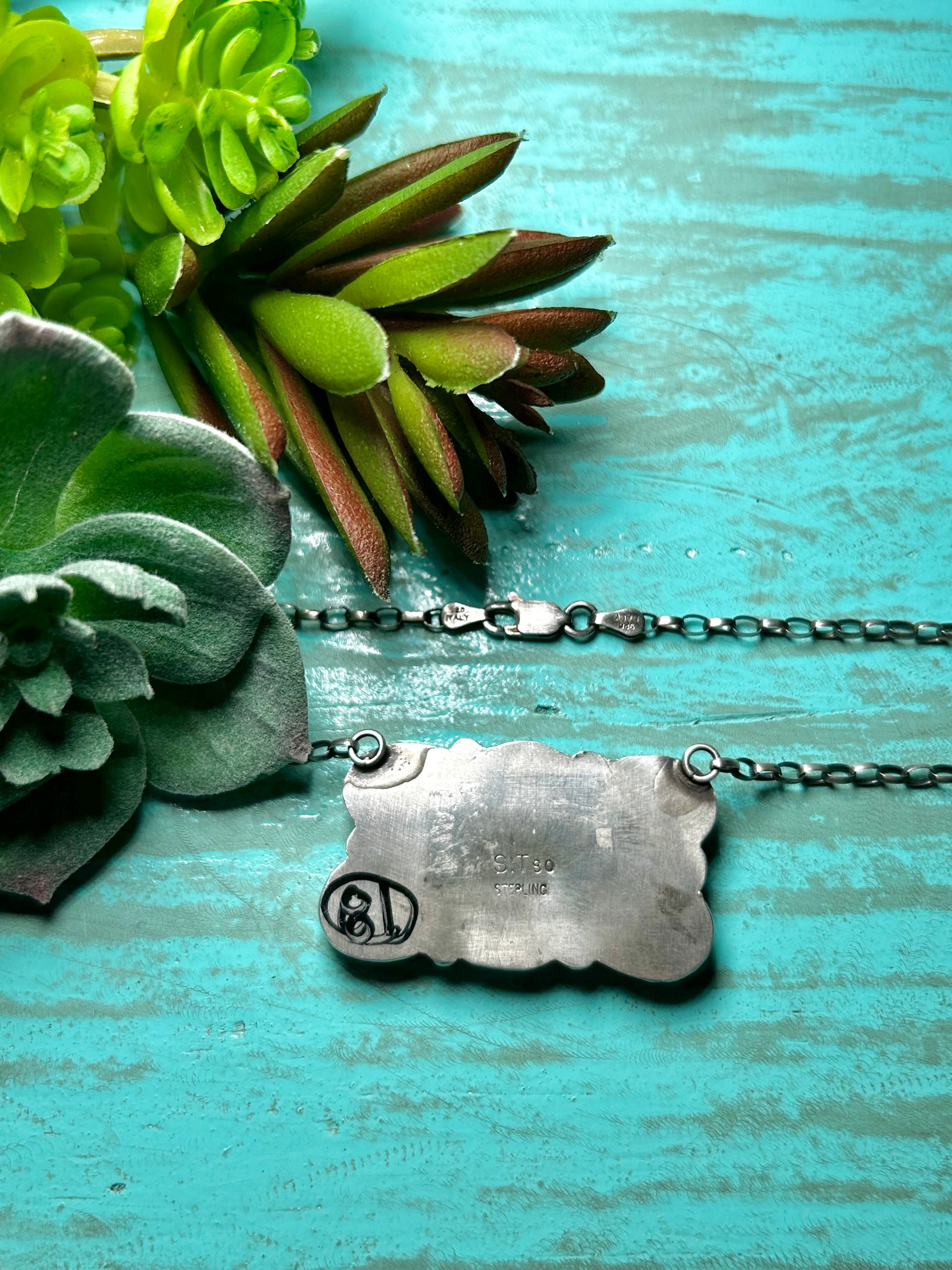 Navajo Made Sonoran Gold Turquoise & Sterling Silver Necklace