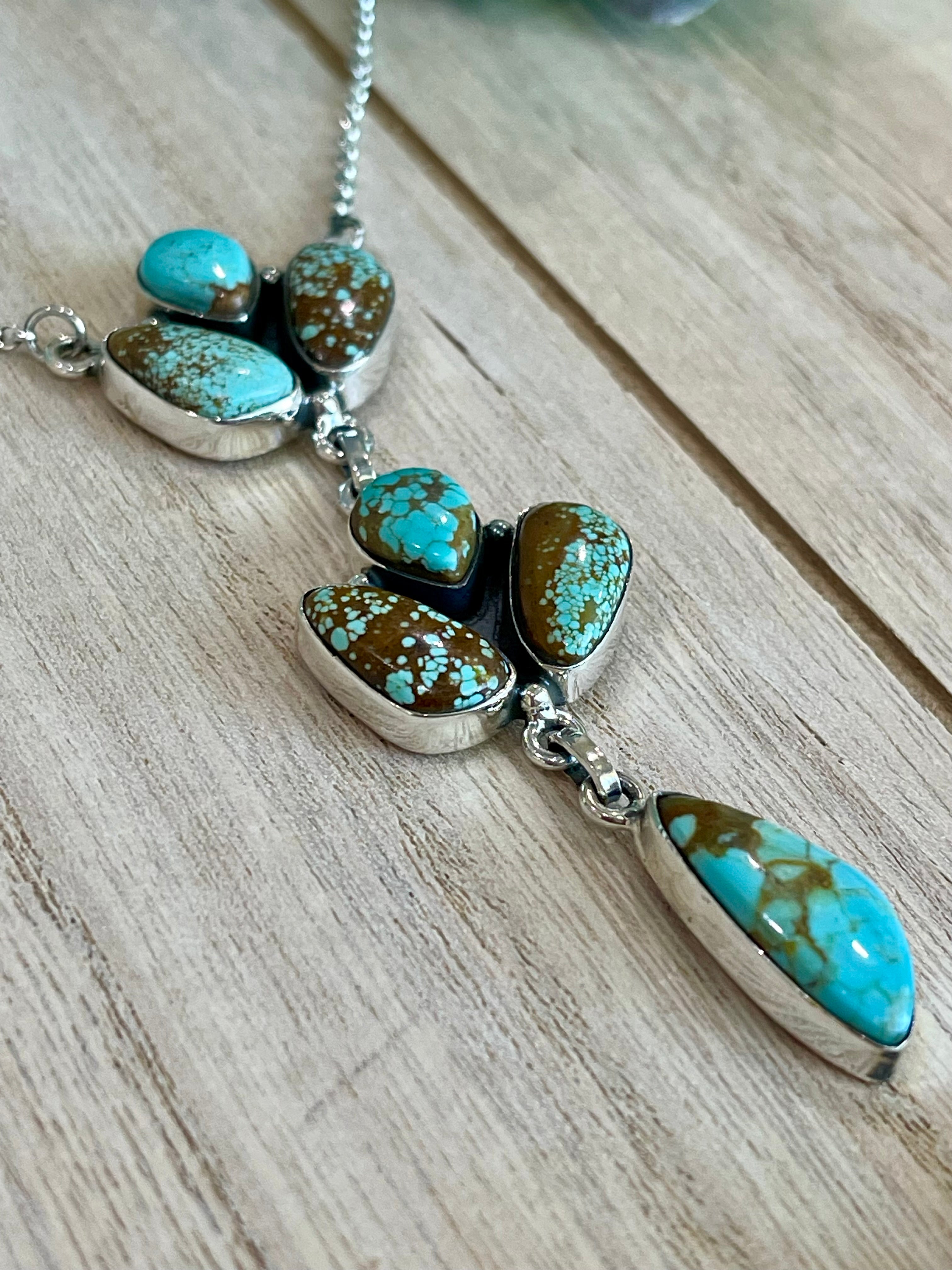 Southwest Handmade Number 8 Turquoise & Sterling Silver Necklace