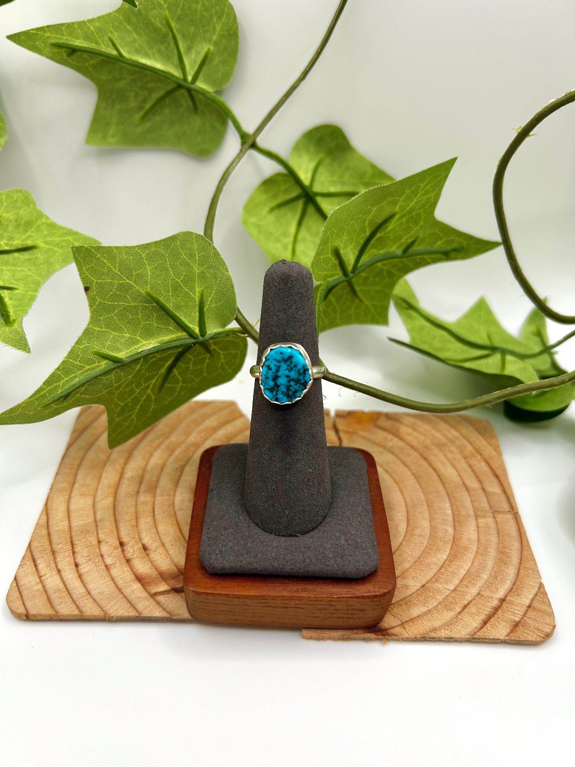 Navajo Made Kingman Nugget Turquoise & Sterling Silver Ring Size 5.5