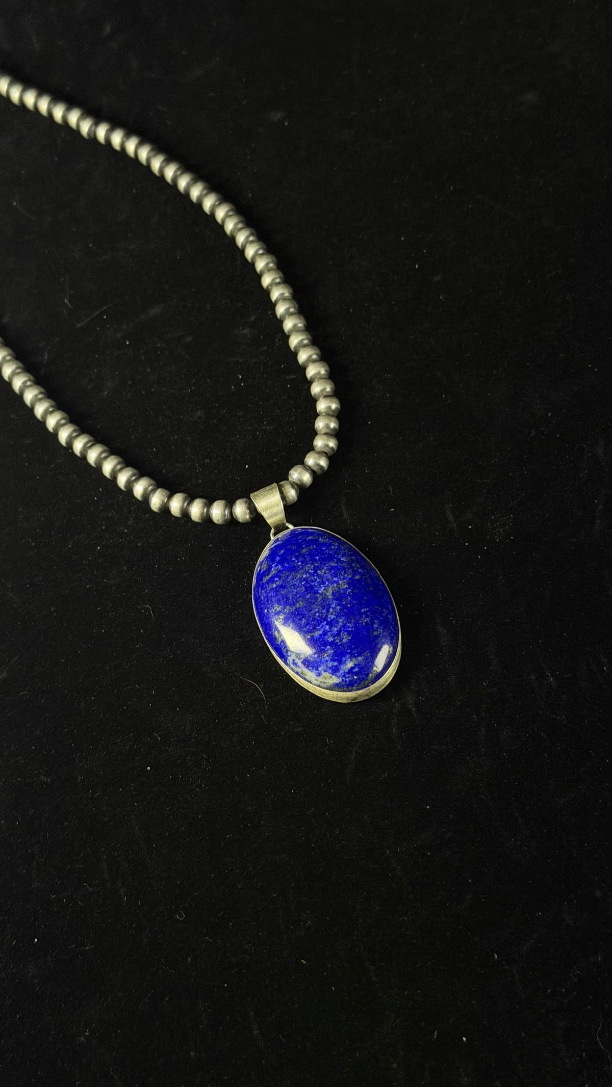 Navajo Made Lapis & Sterling Silver Pendant