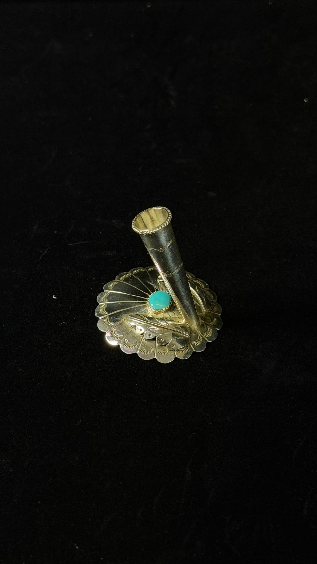 Jeffery Castillo Kingman Turquoise & Sterling Silver Pen Holder
