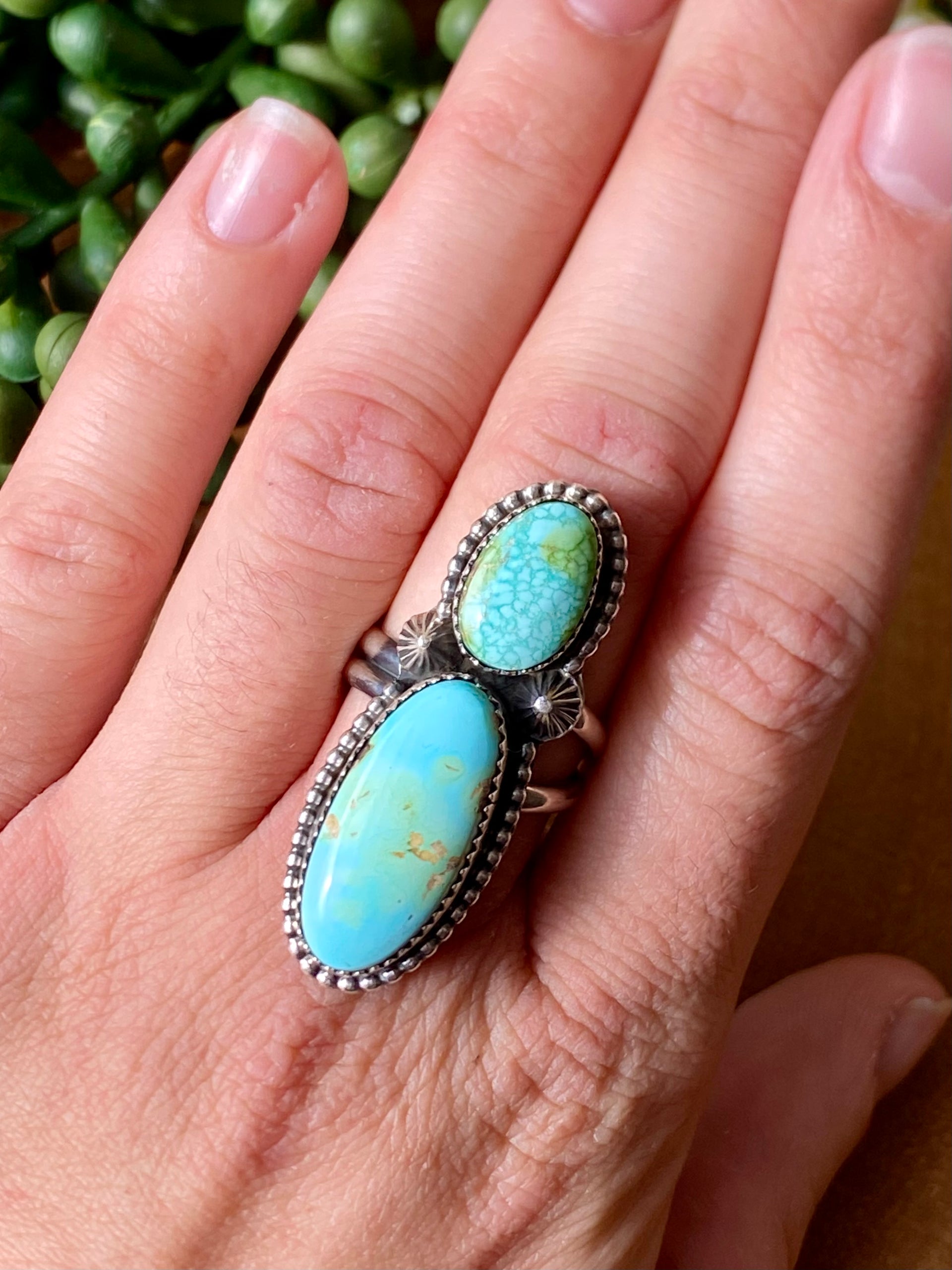 Tia Long Sonoran Mountain Turquoise & Sterling Silver Adjustable Ring
