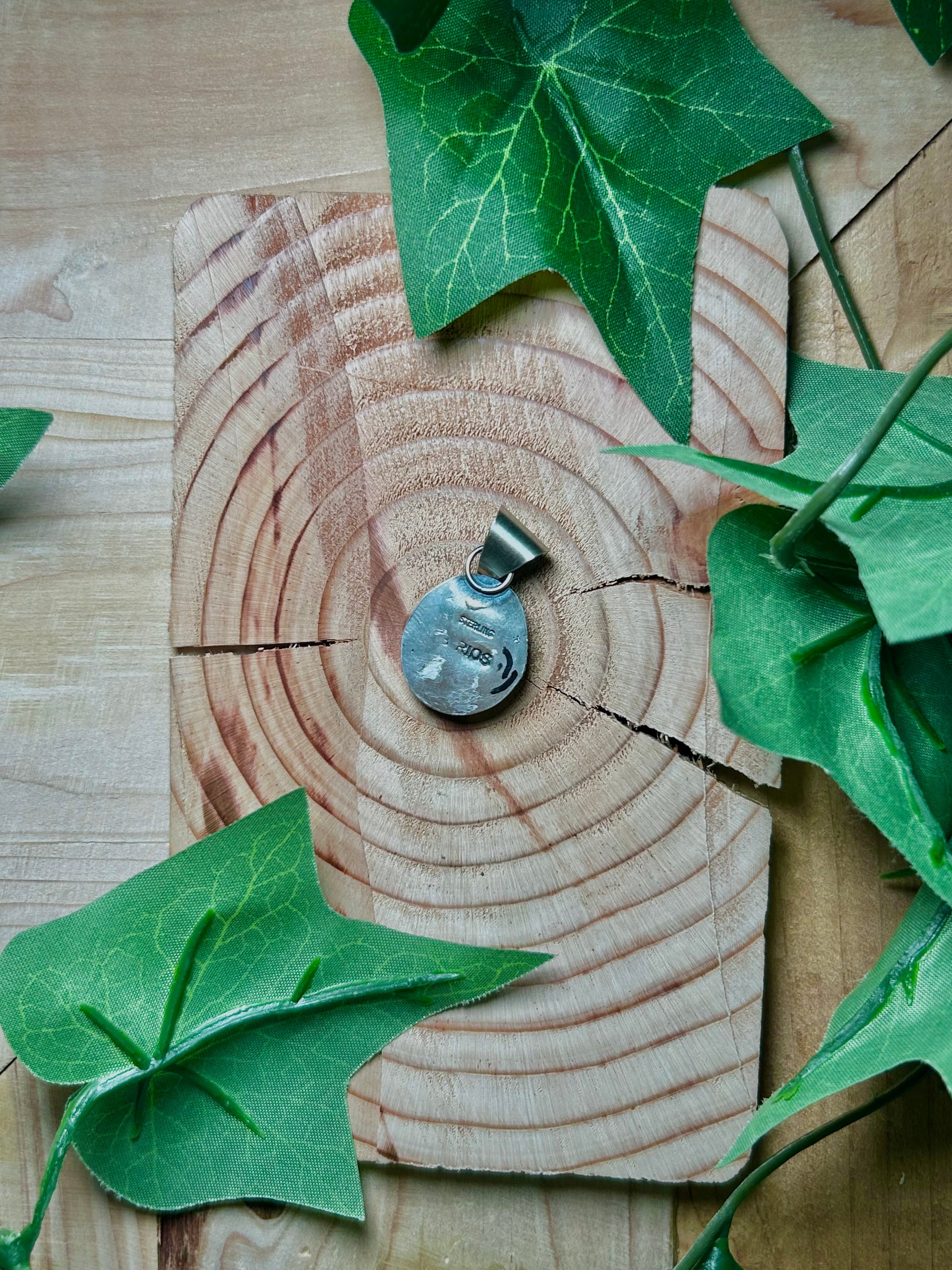 Navajo Made Birds Eye Kingman & Sterling Silver Pendant