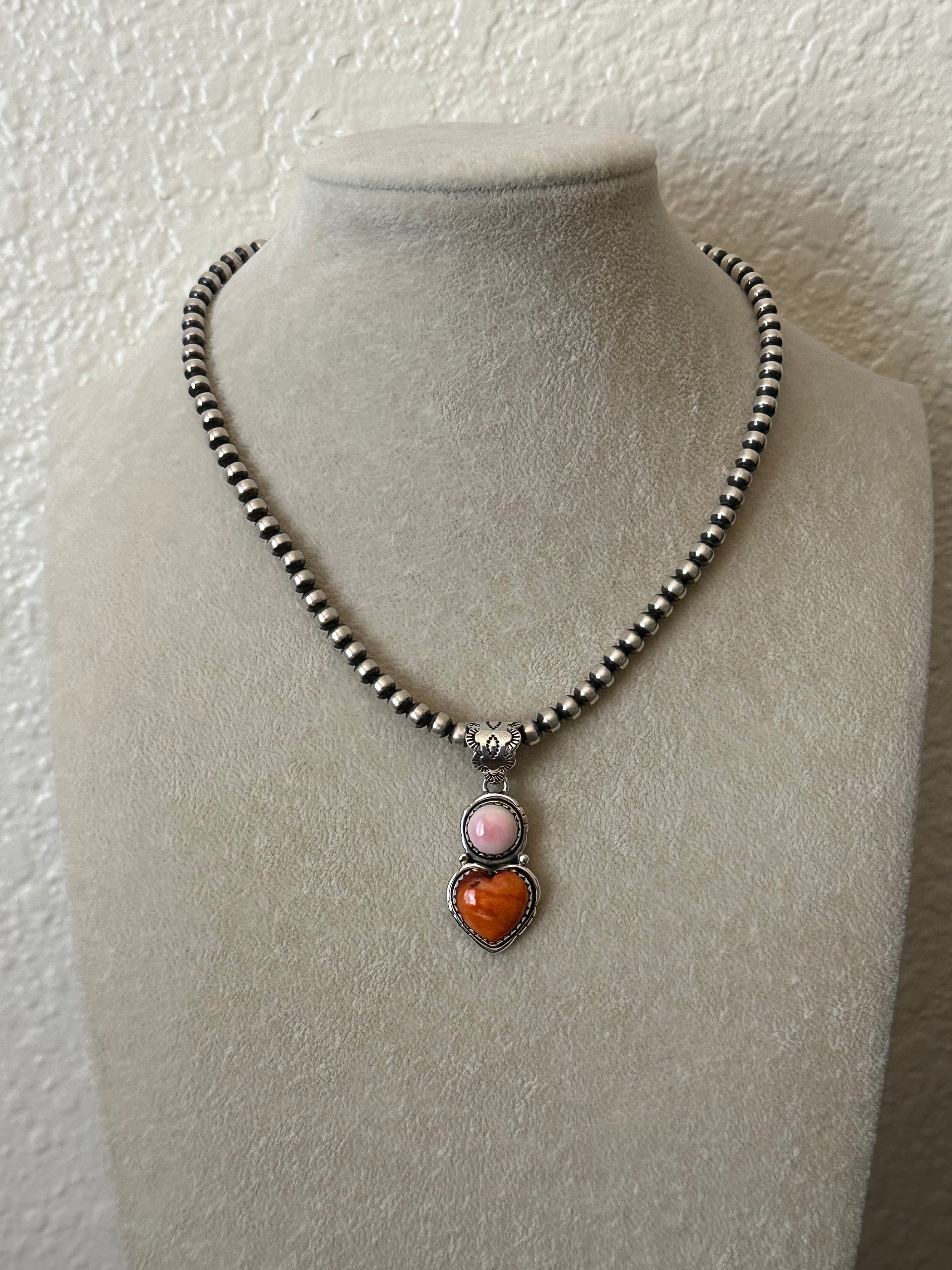 Tony Yazzie Multi Stone & Sterling Silver Heart Pendant