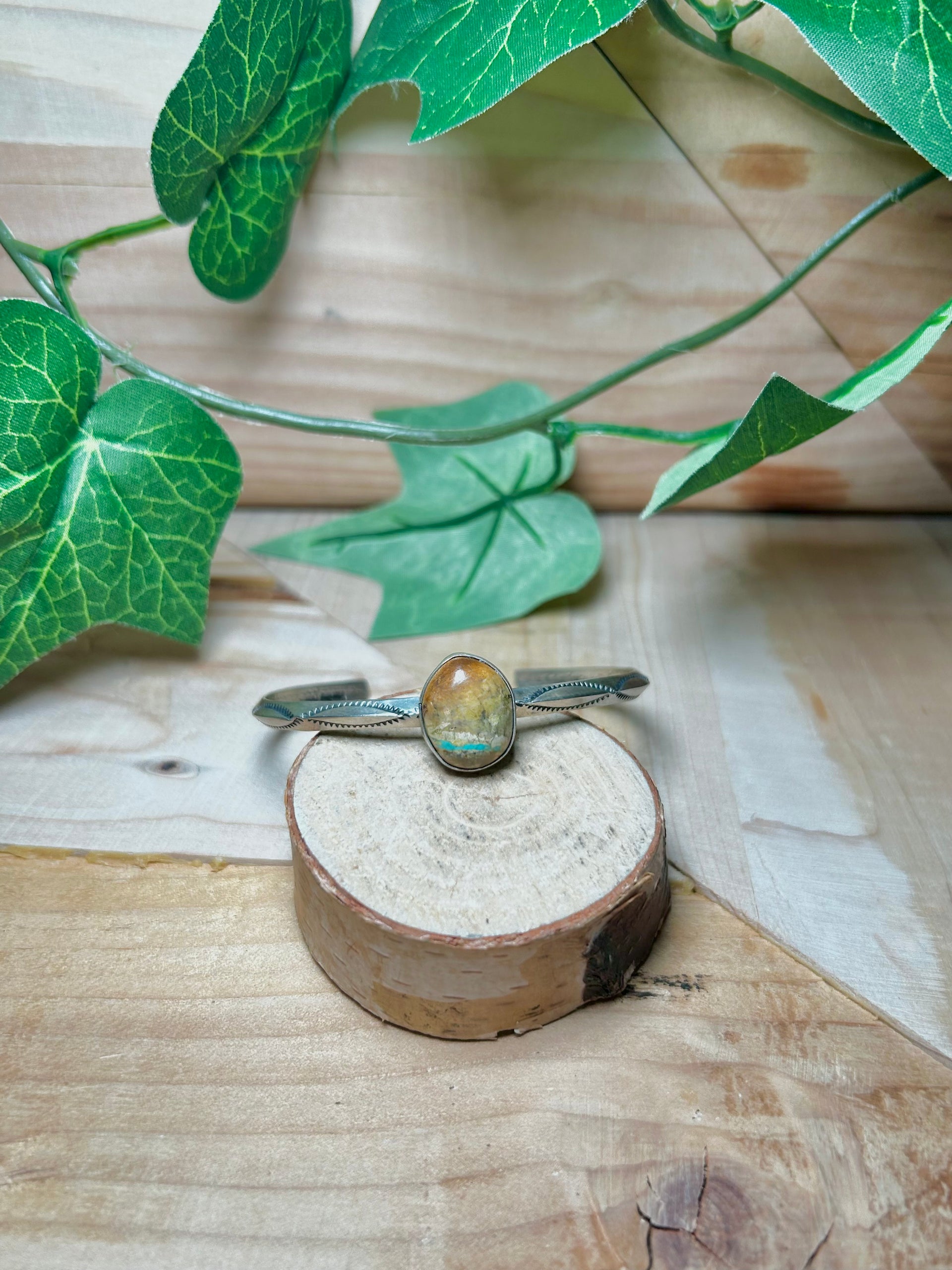 Navajo Made Boulder Turquoise & Sterling Silver Cuff Bracelet