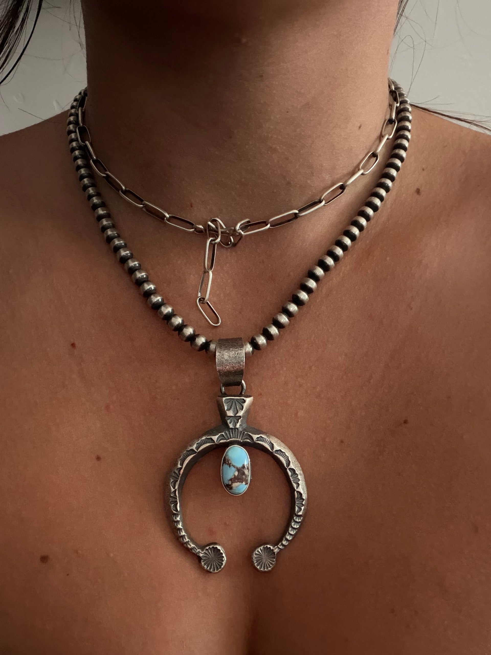 Kindale Billah Golden Hills Turquoise & Sterling Silver Naja Pendant