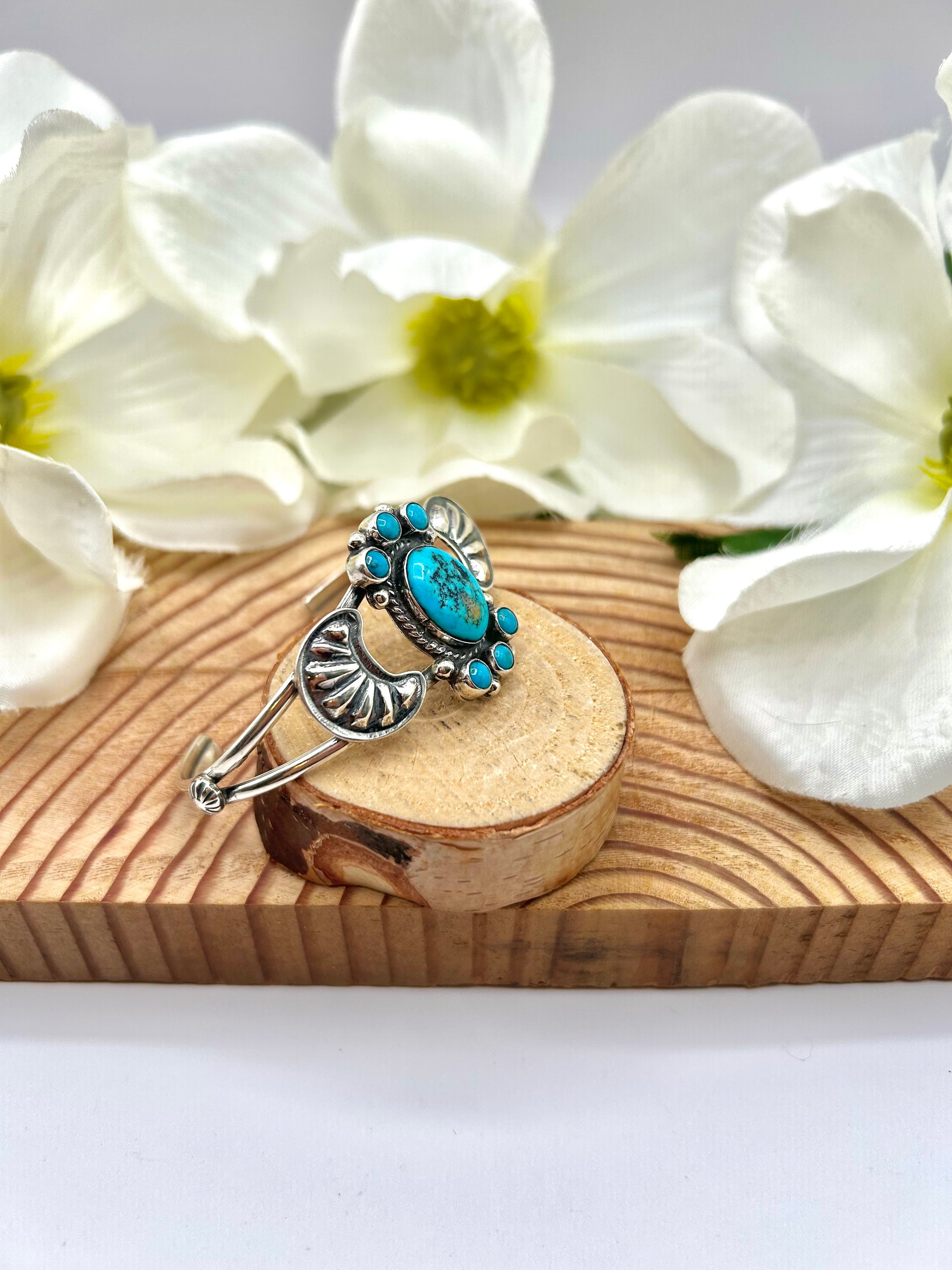 Aaron Davis Kingman Turquoise & Sterling Silver Cuff Bracelet