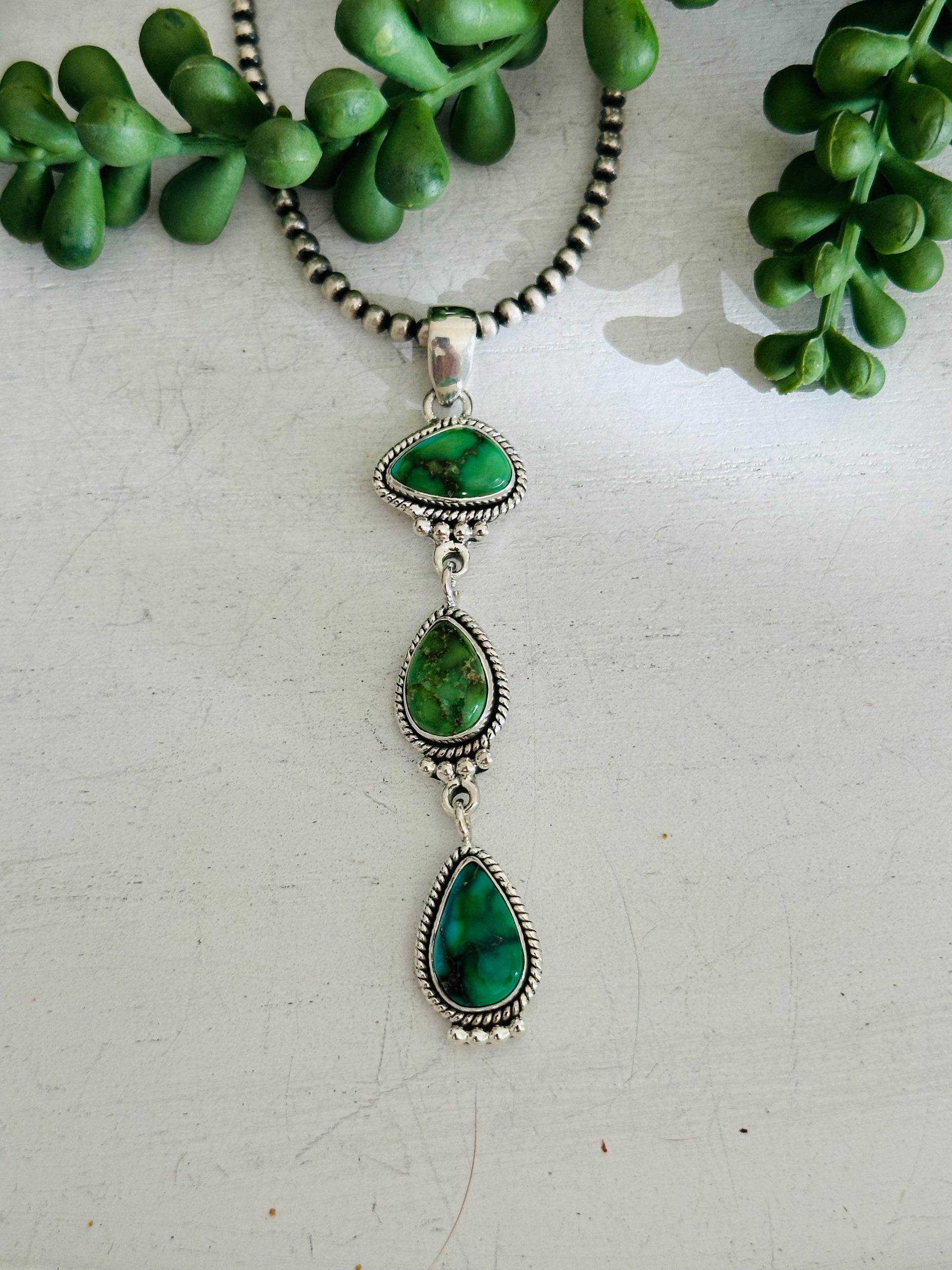 Southwest Handmade Sonoran Gold Turquoise & Sterling Silver Pendant