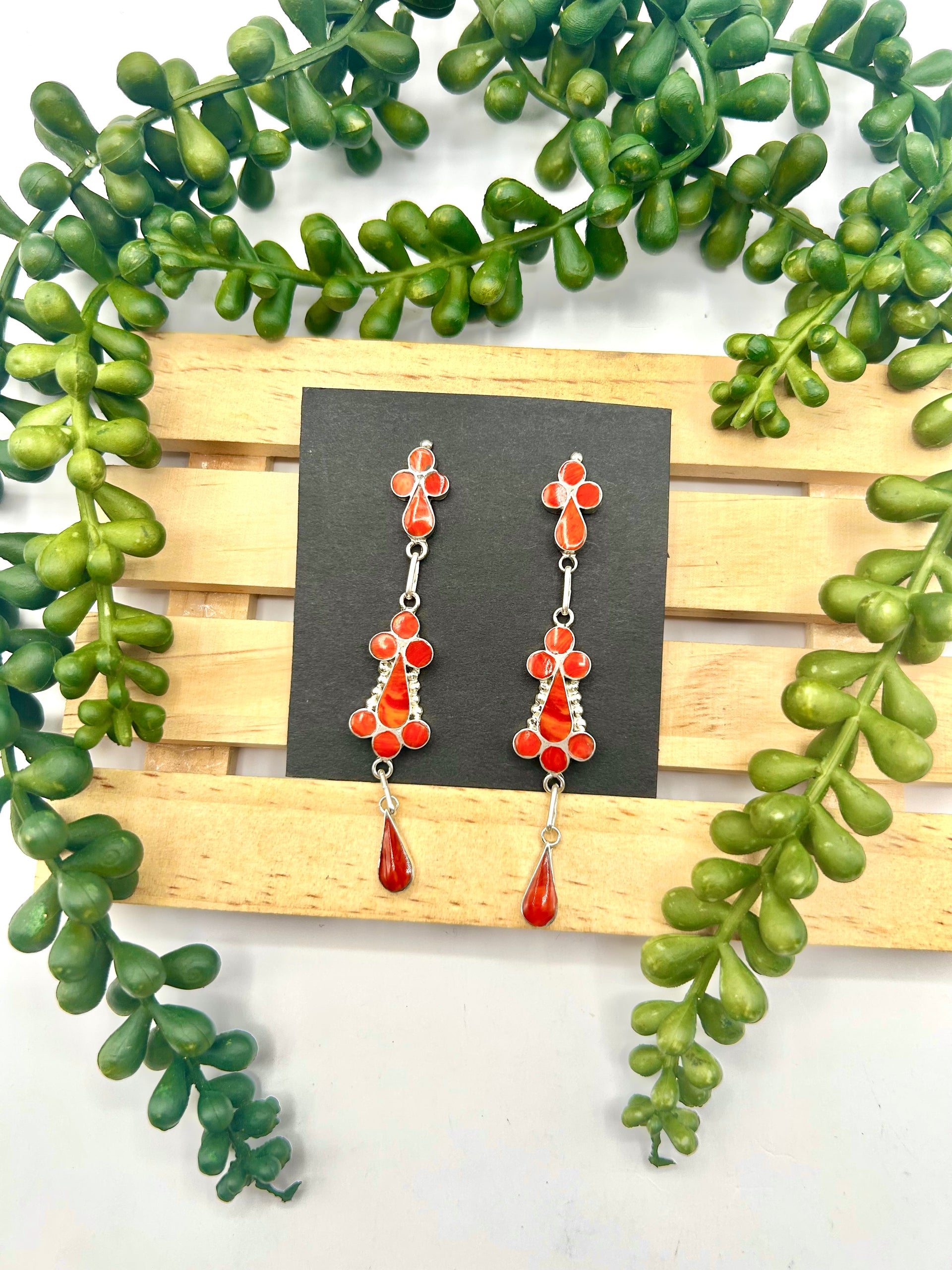 Vivianita Othole Coral & Sterling Silver Post Earrings