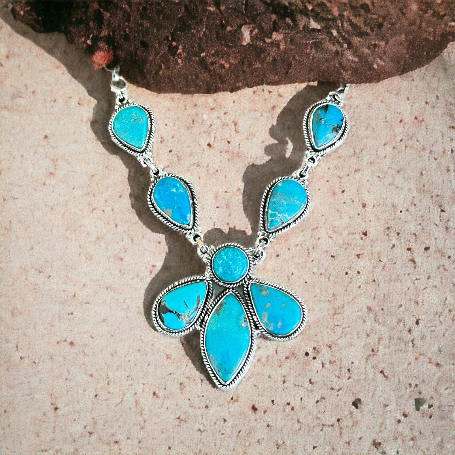 Southwest Made Kingman Turquoise & Sterling Silver Necklace