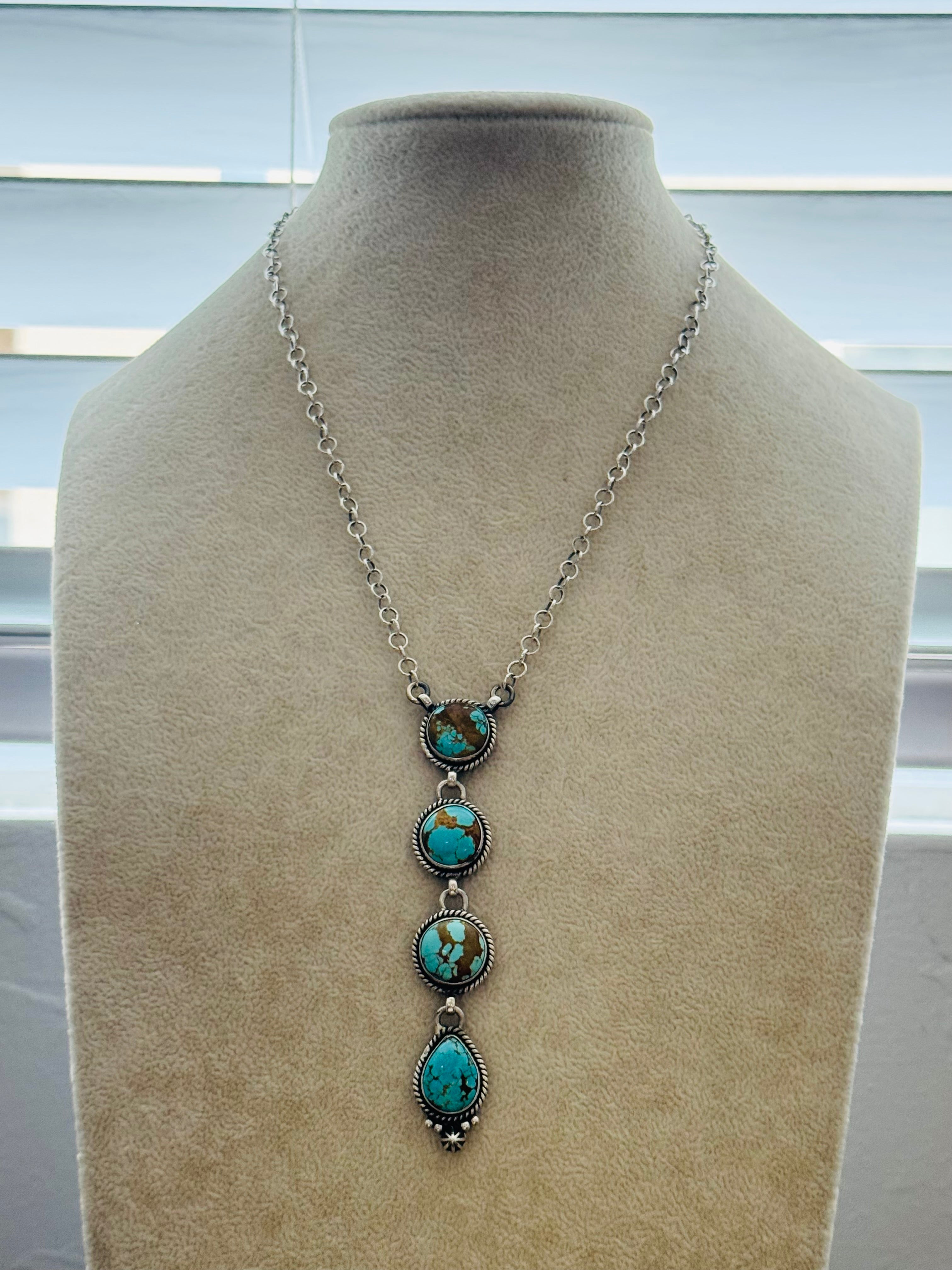 Southwest Handmade #8 Turquoise & Sterling Silver Necklace