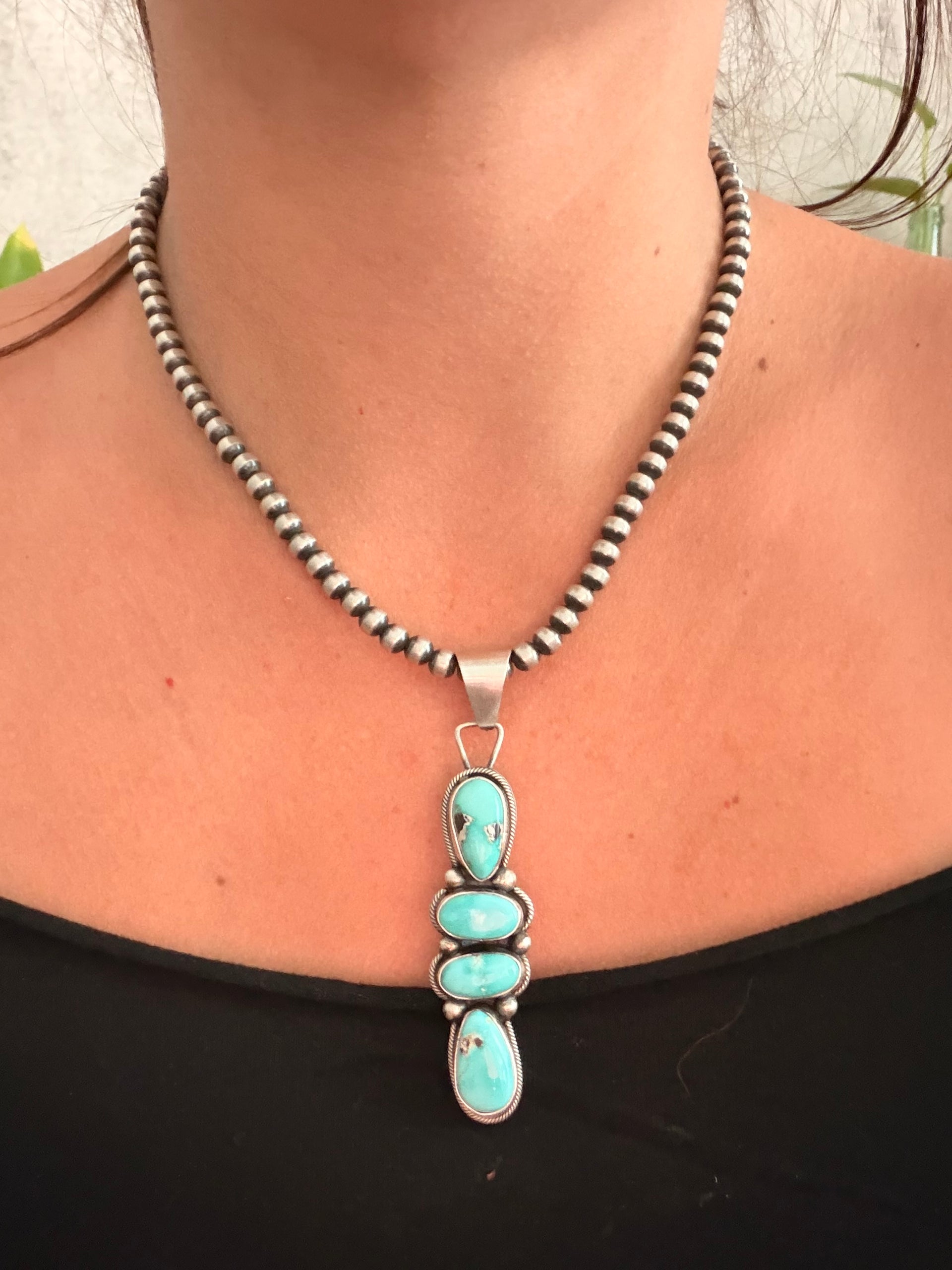 Lillian Ramone Carico Lake Turquoise & Sterling Silver Pendant