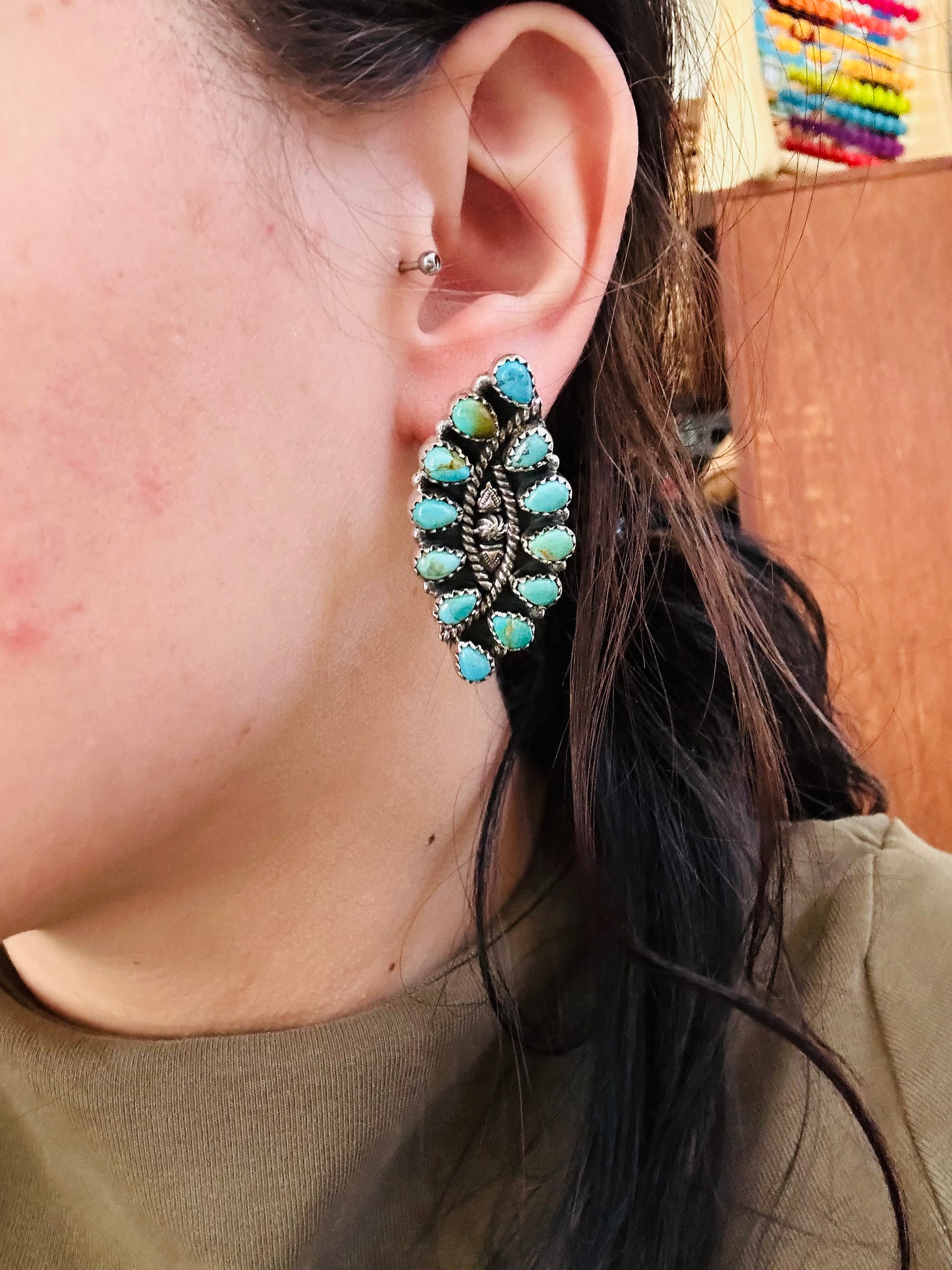 TTD “Twin Flame” Kingman Turquoise & Sterling Silver Earrings