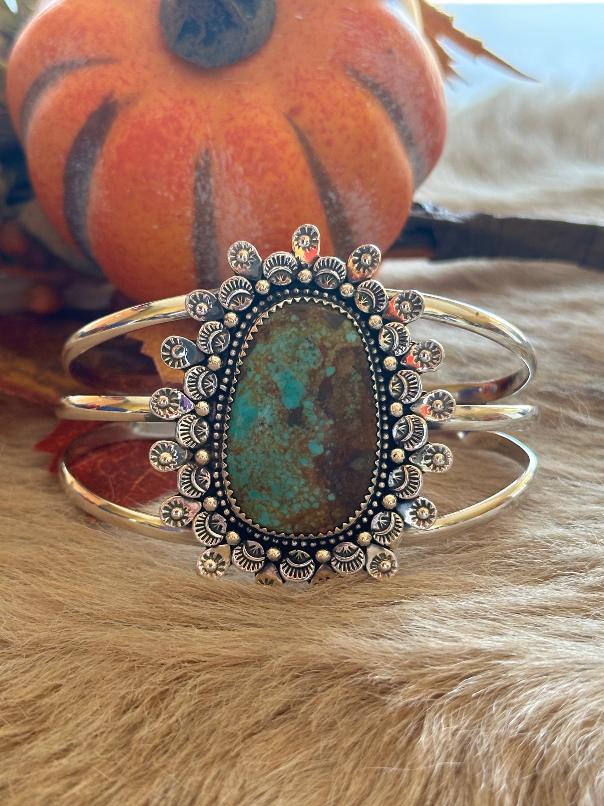 Southwest Made #8 Turquoise & Sterling Silver Cuff Bracelet