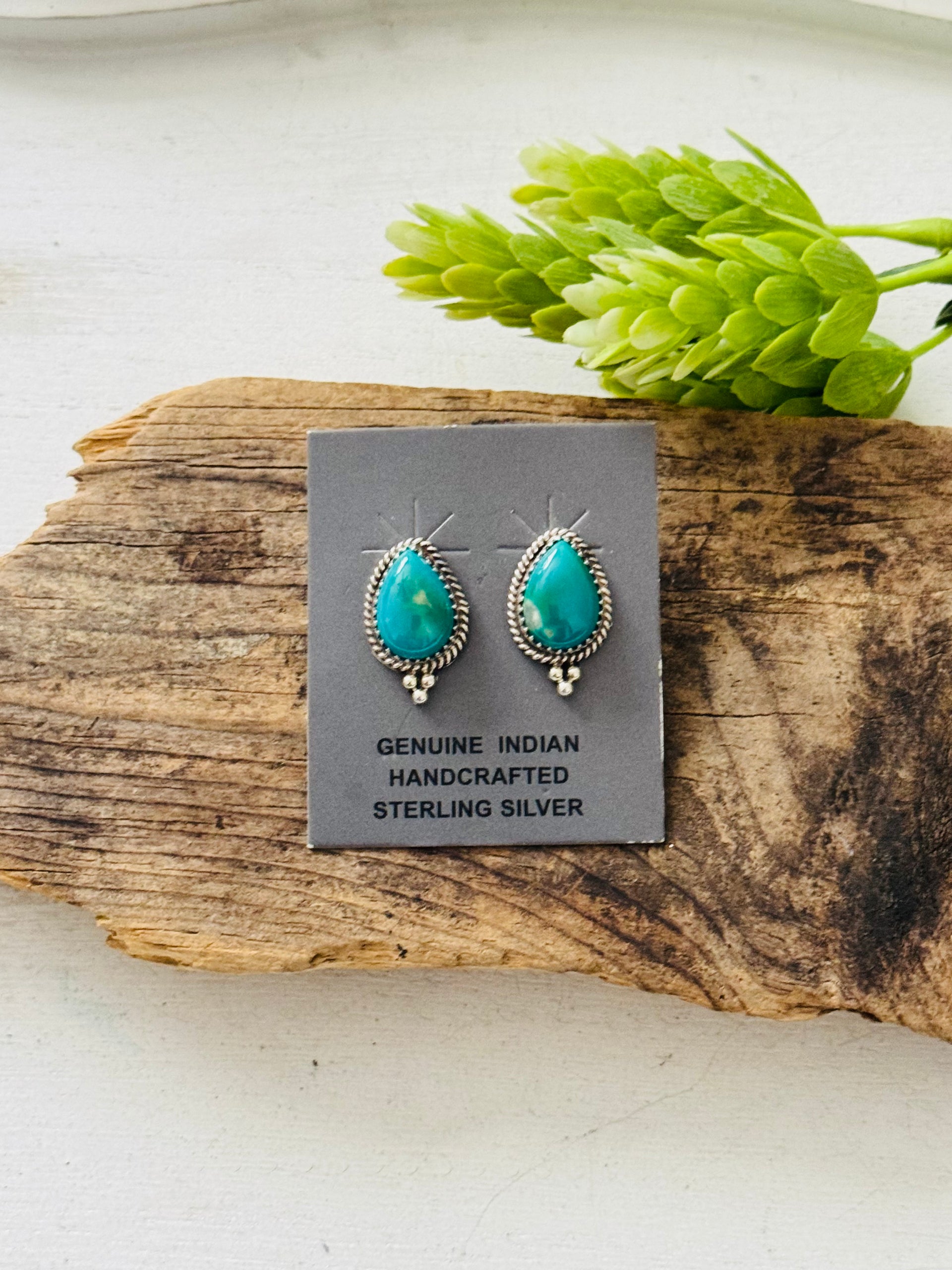 Trish Largo Kingman Turquoise & Sterling Silver Post Earrings