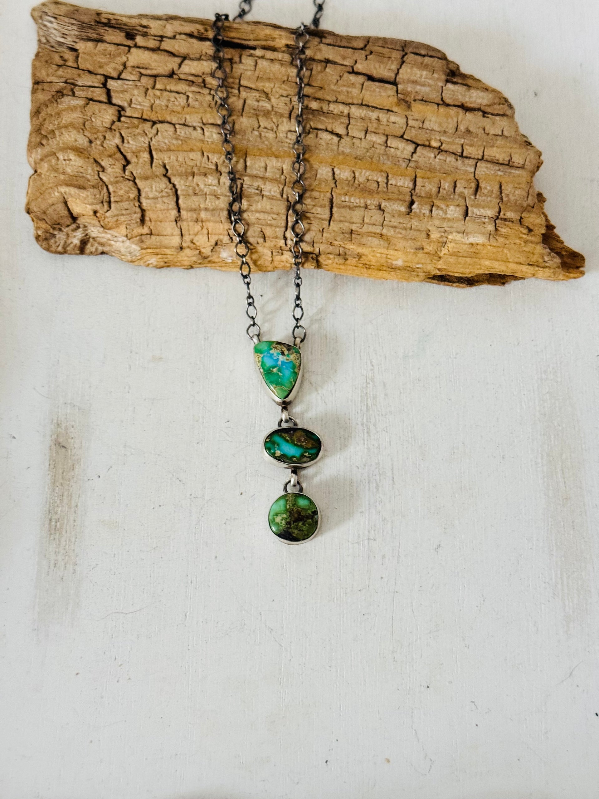 Antionette Martinez Sonoran Mountain Turquoise & Sterling Silver Lariat Necklace