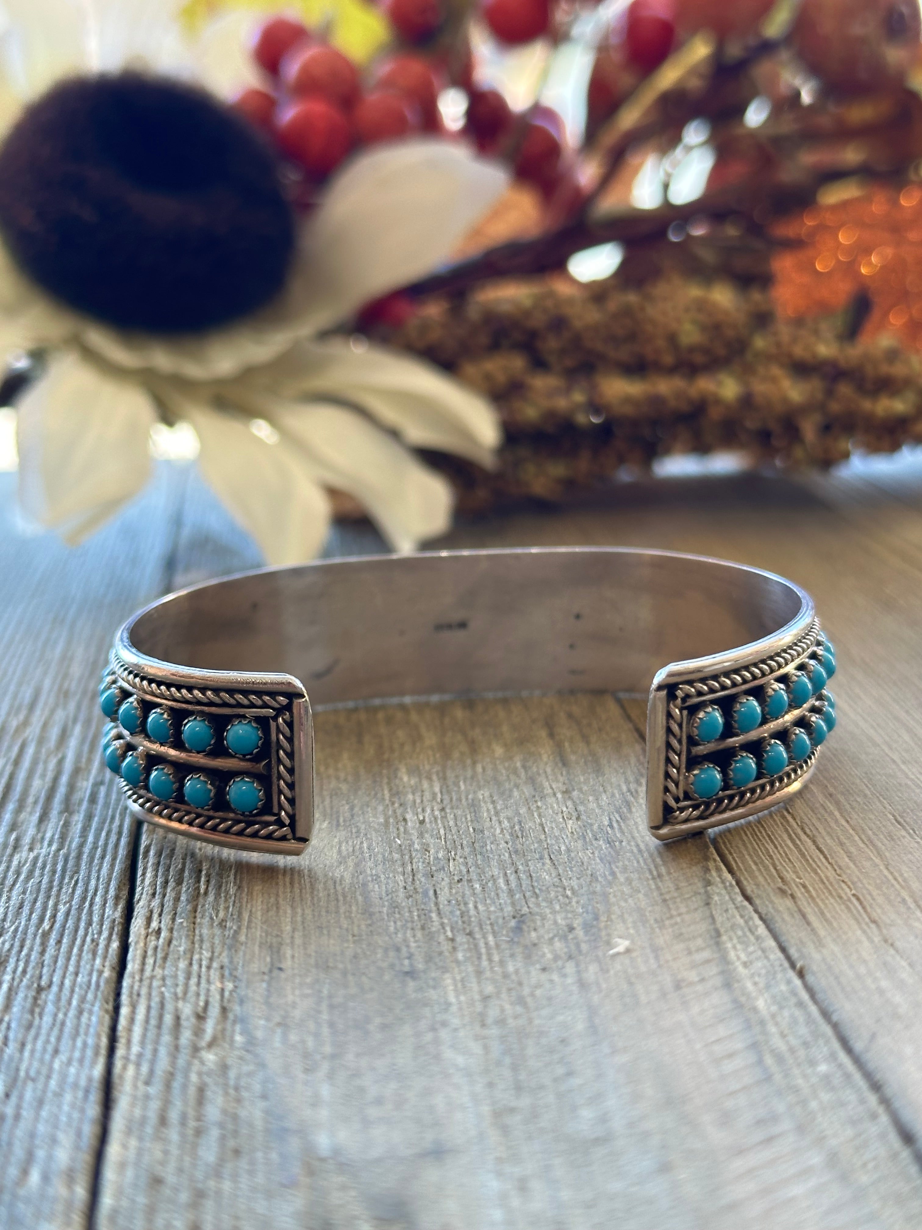 Navajo Made Turquoise & Sterling Silver Cuff Bracelet