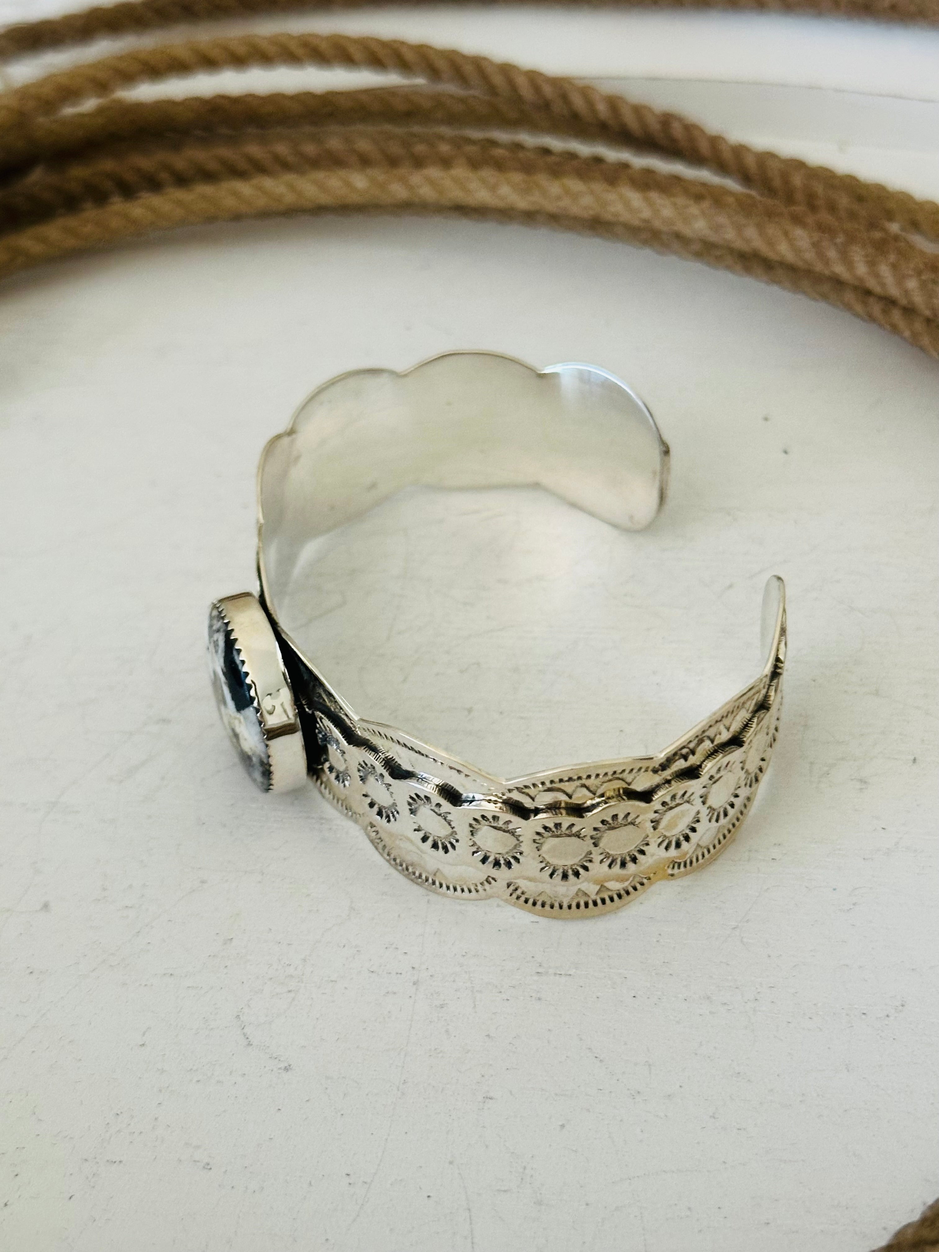 Southwest Made White Buffalo & Sterling Silver Cuff Bracelet