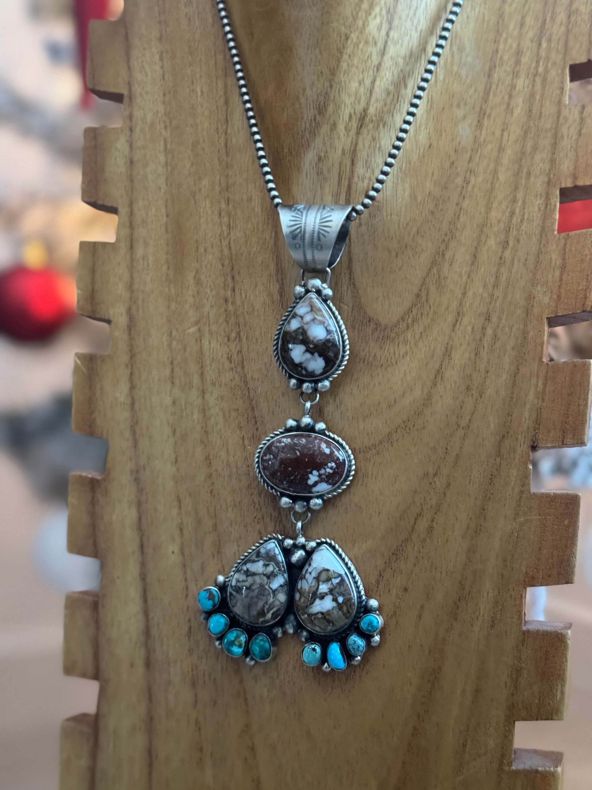Kathleen Yazzie Multi Stone & Sterling Silver Pendant