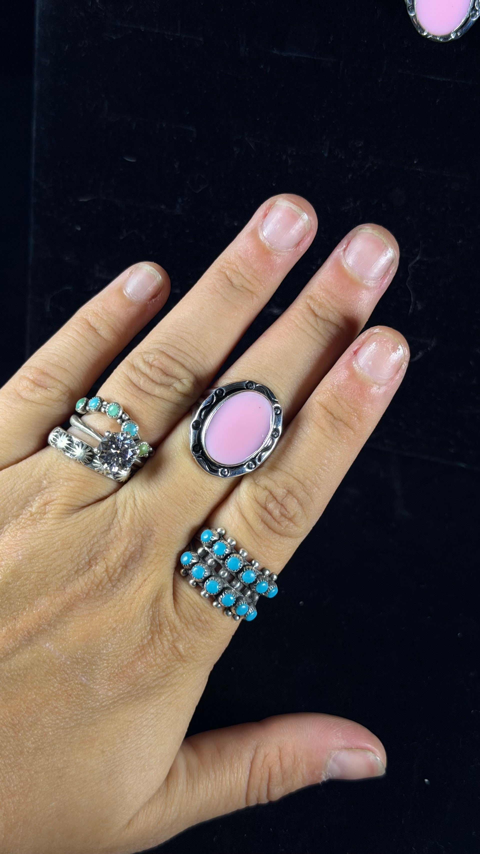 Navajo Made Pink Conch & Sterling Silver Ring